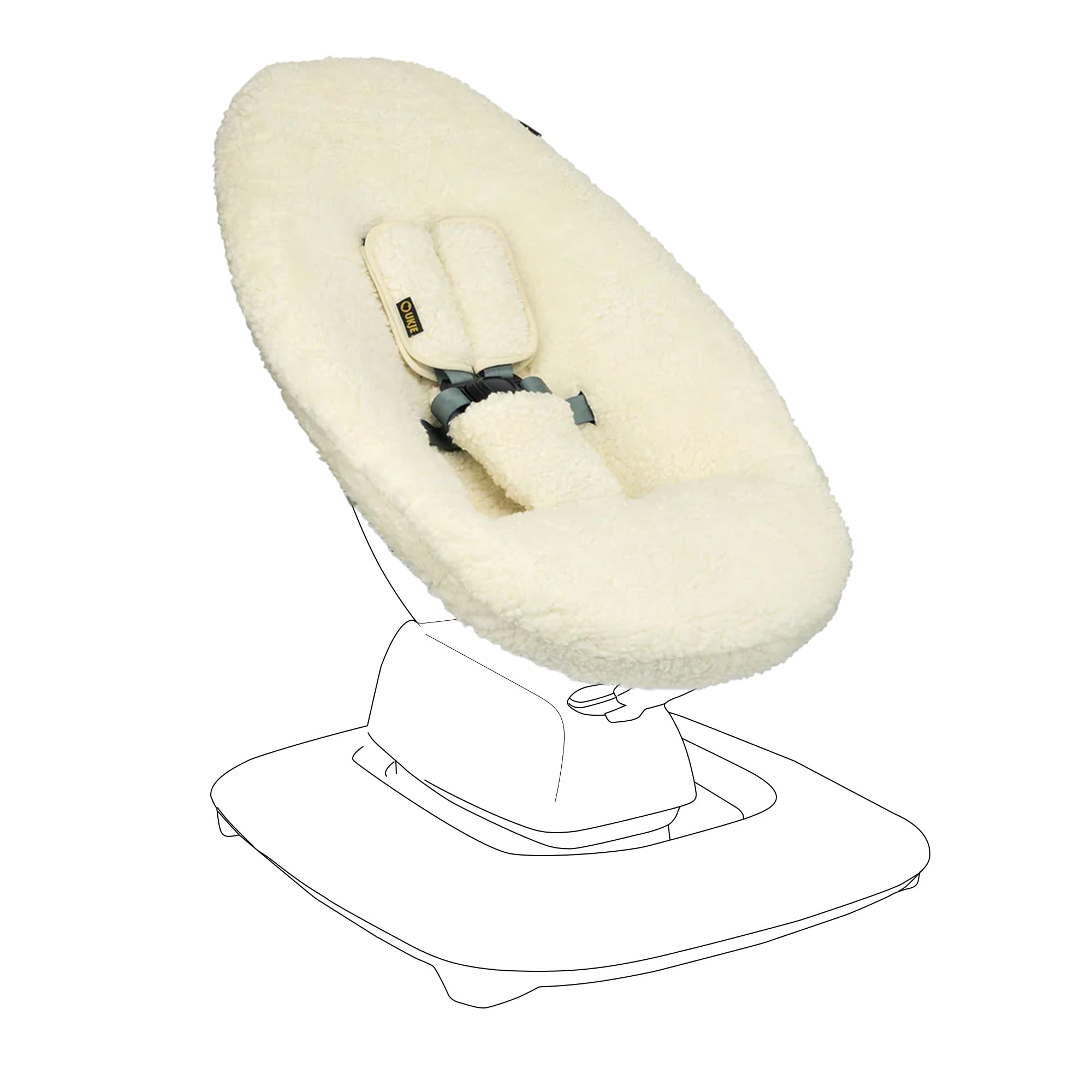 UKJE Protective Swing Cover Compatible with 4moms MamaRoo 5, Multi-Motion Baby Swing Liner, Easy to Install and Wash, Handmade in Europe (Beige)