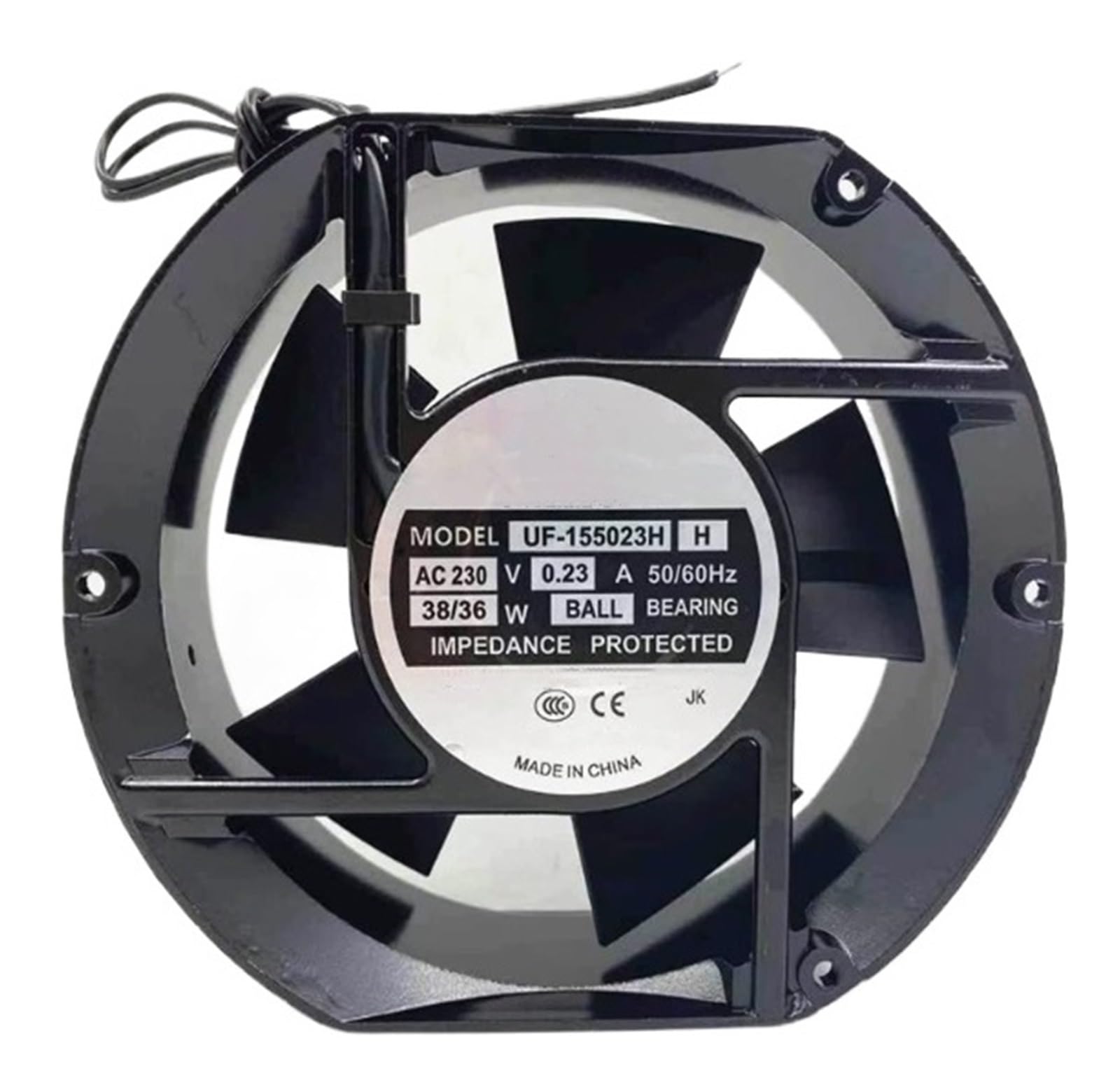 LZIKKGKI UF-155023 H AC230V 0.23A 38/36W 50/60Hz 2-Wire Cooling Fan