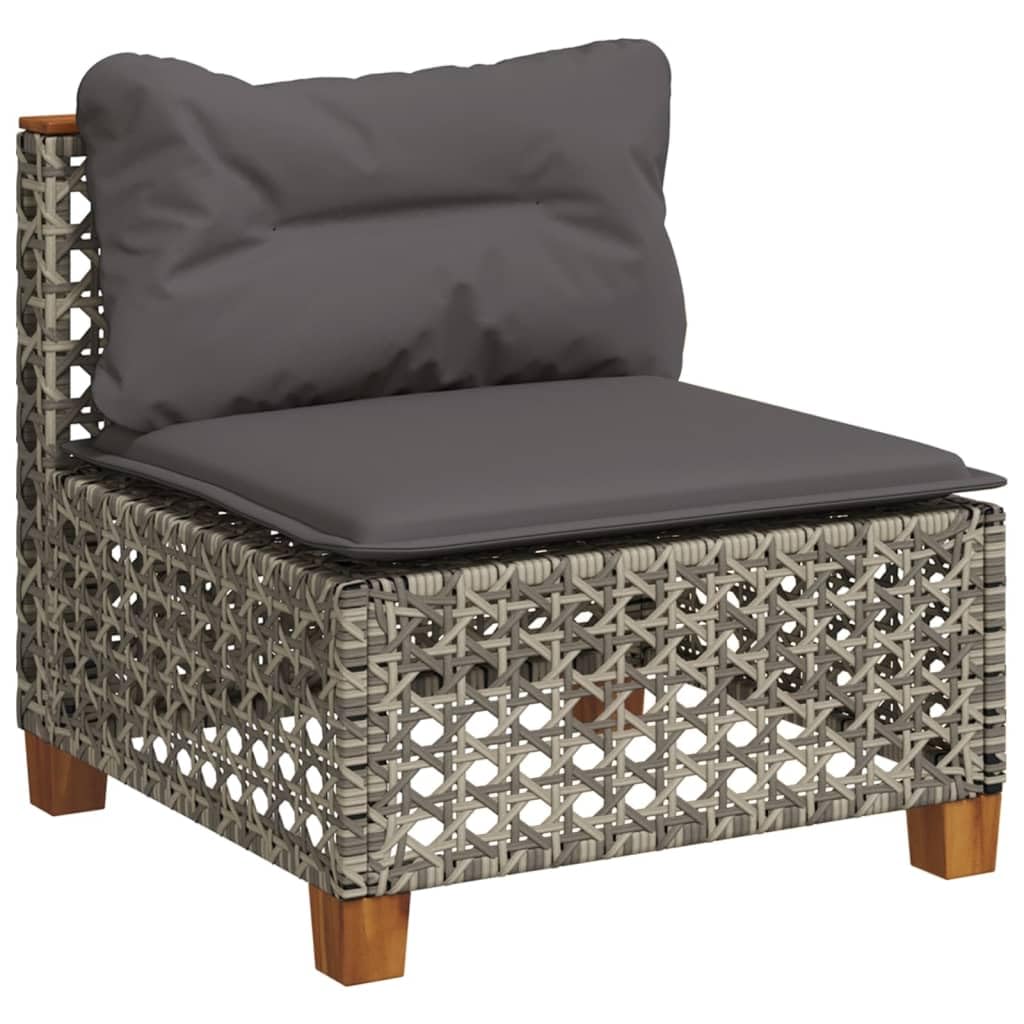 Canapé de patio en résine tressée haut de gamme avec coussins d'assise gris épais