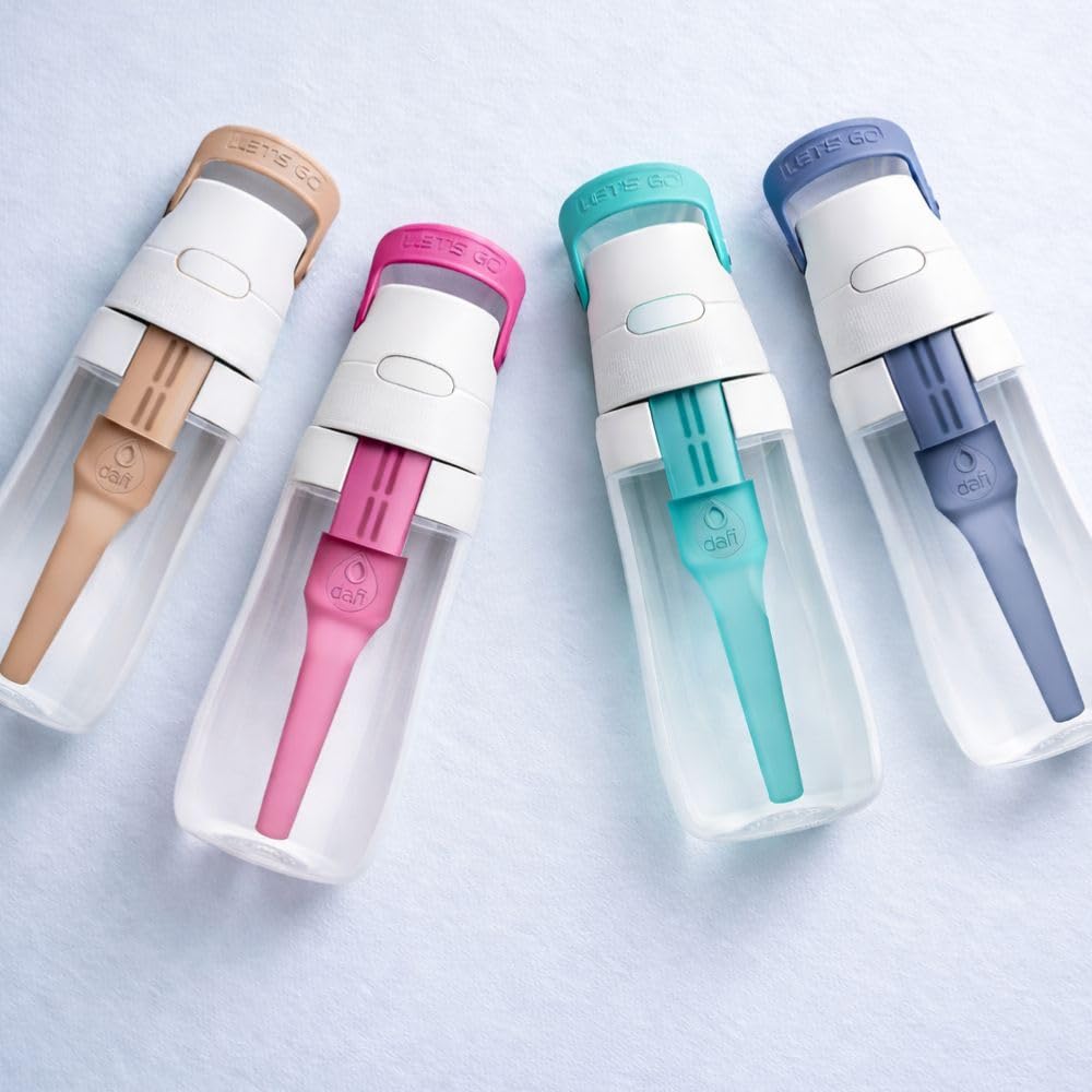 Dafi Gourde Filtrante SOLID, 1 Filtre à Charbon Actif, Turquoise 0,5 L - Sans BPA Bouteille d'eau, Filtre le Chlore et autres contaminants - Gourde Sport, Gourde Paille, Bouteille d'eau de Sport