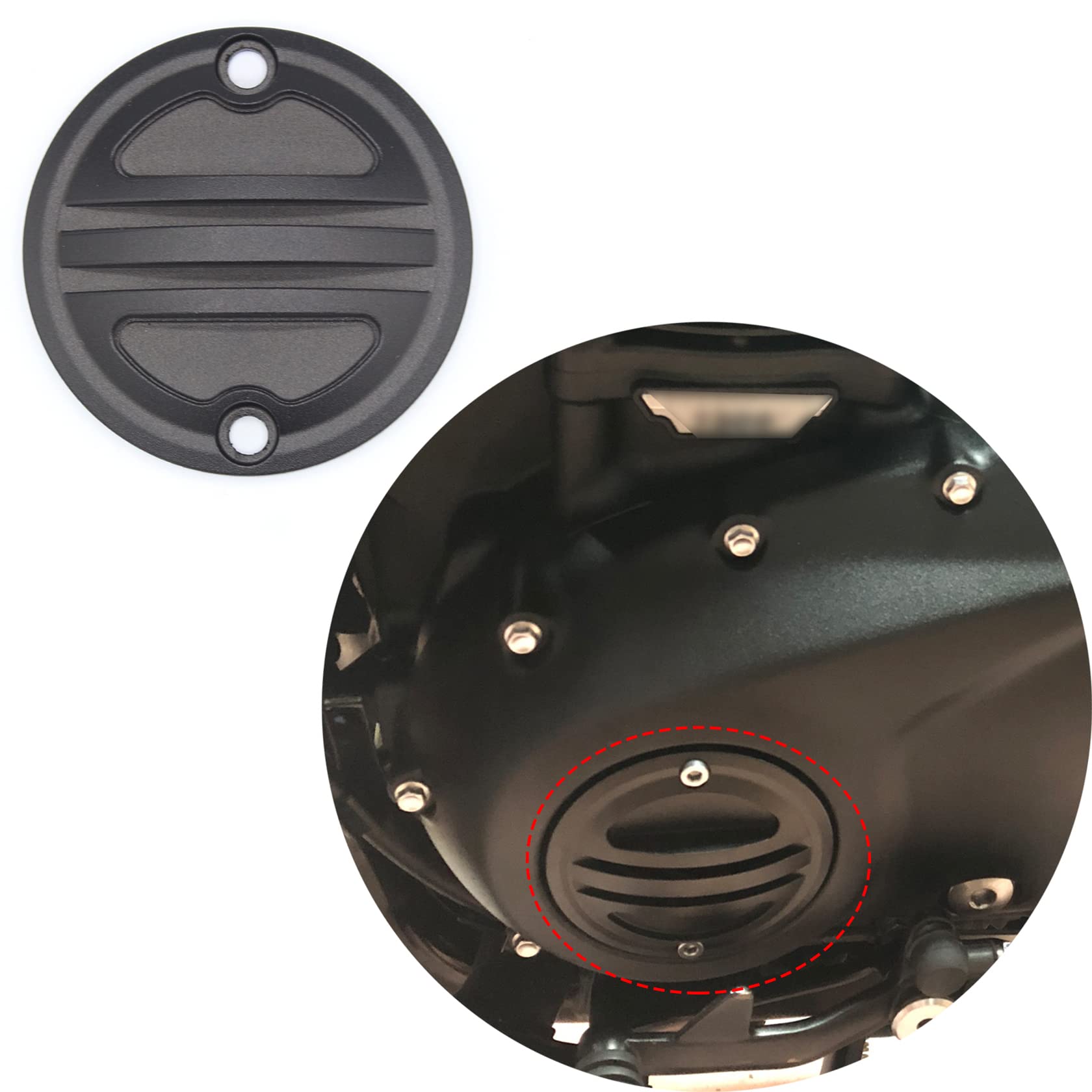 Motorcycle Derby Cover Aluminum, CANMIYOU Derby Cove Engine Timing Cover fits for Bonneville/Thruxton/Street Twin/Street Cup/Scrambler/Speed Twin Frosted black2-L