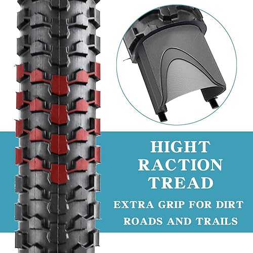 Miniatura 10 de Paquete de 2 neumáticos de bicicleta de 24 pulgadas26 x 1.95 pulgadas, 26 x 2.1 pulgadas, 20 x 2.125 pulgadas, 27.5 x 2.125 pulgadas, neumáticos de