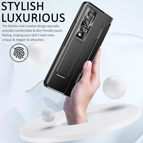 Miniatura 6 de Miimall Funda compatible con Samsung Galaxy Z Fold 5, Z Fold 5 con protección mejorada de bisagra, película para lente de cámara, protector de