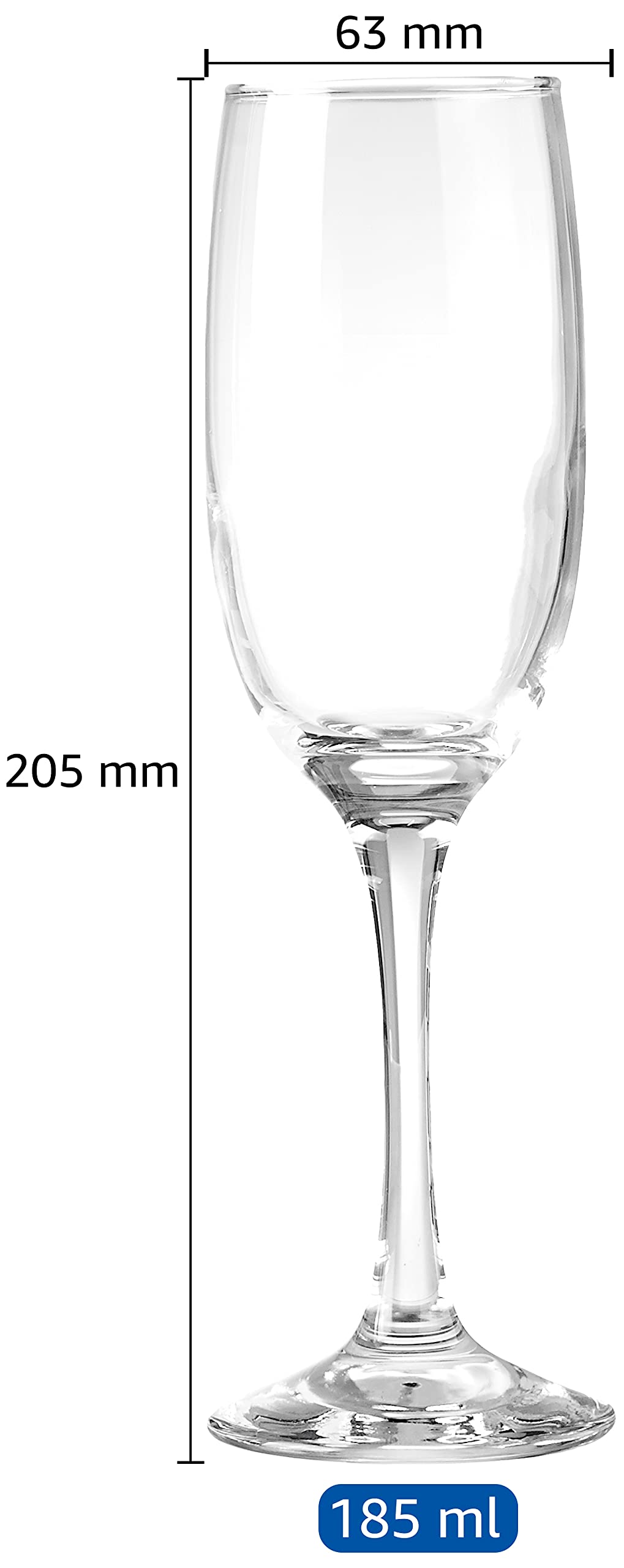 Solimo Champagne Glass Set, 185ml, Set of 6, Transparent 3