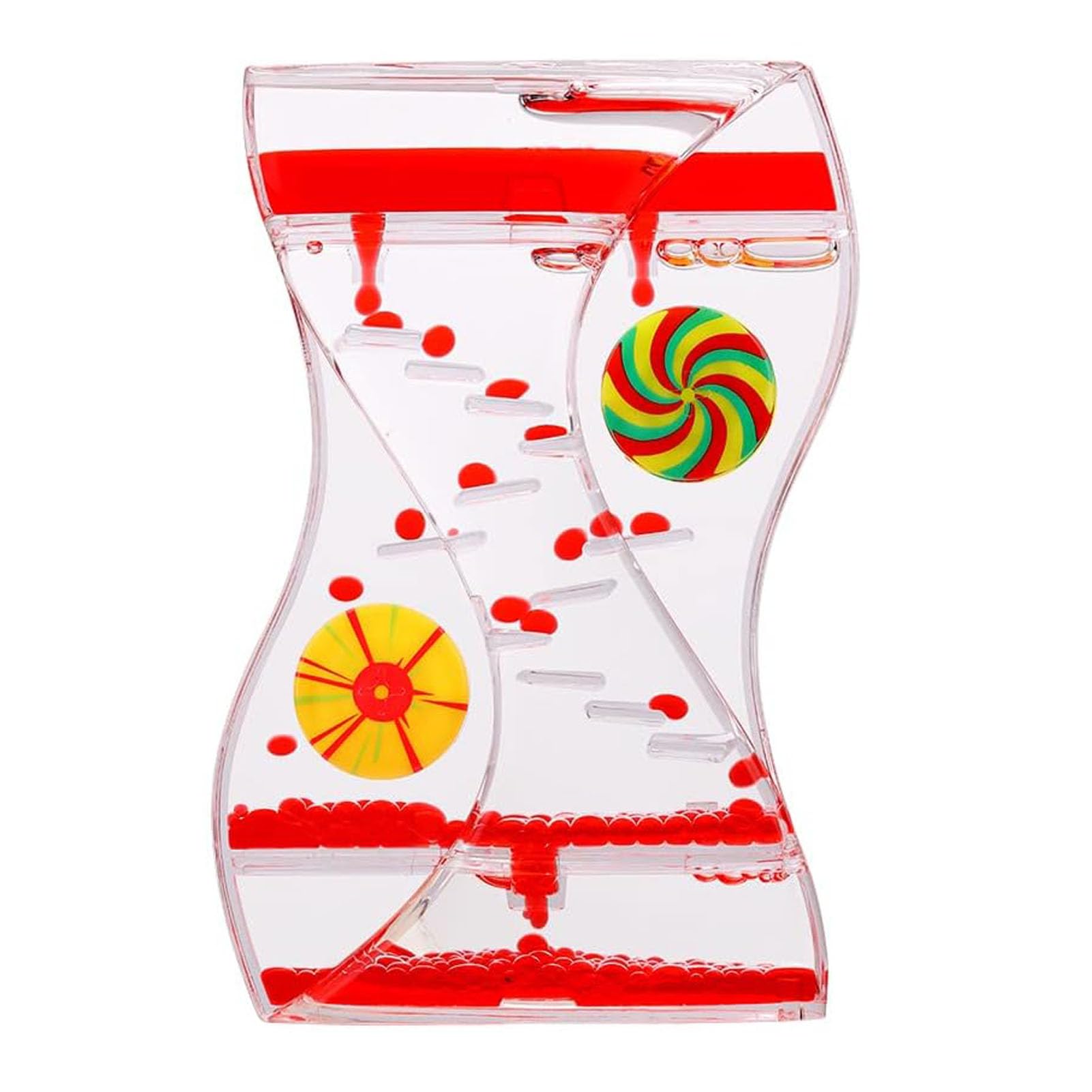 Sensory Toy Liquid Motion Bubble Timer for Relaxation Autism, ADHD,Sensory Needs,Stress Relief, Anxiety, Liquid Hourglass Toy for Kids and Adults (Red)