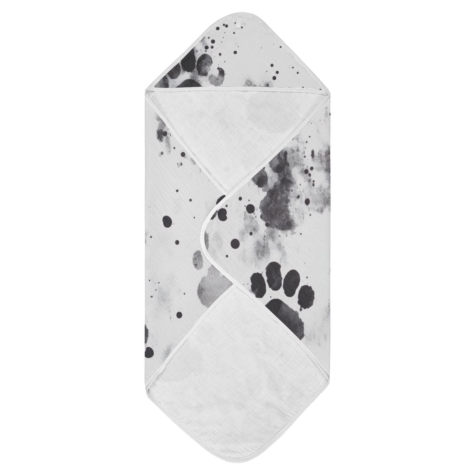 PaChyLuu Paw Prints Baby Hooded Towel Soft Cotton Baby Towels Ultra Absorbent Bath Towel for Babies Boys Girls, 35x35 Inch