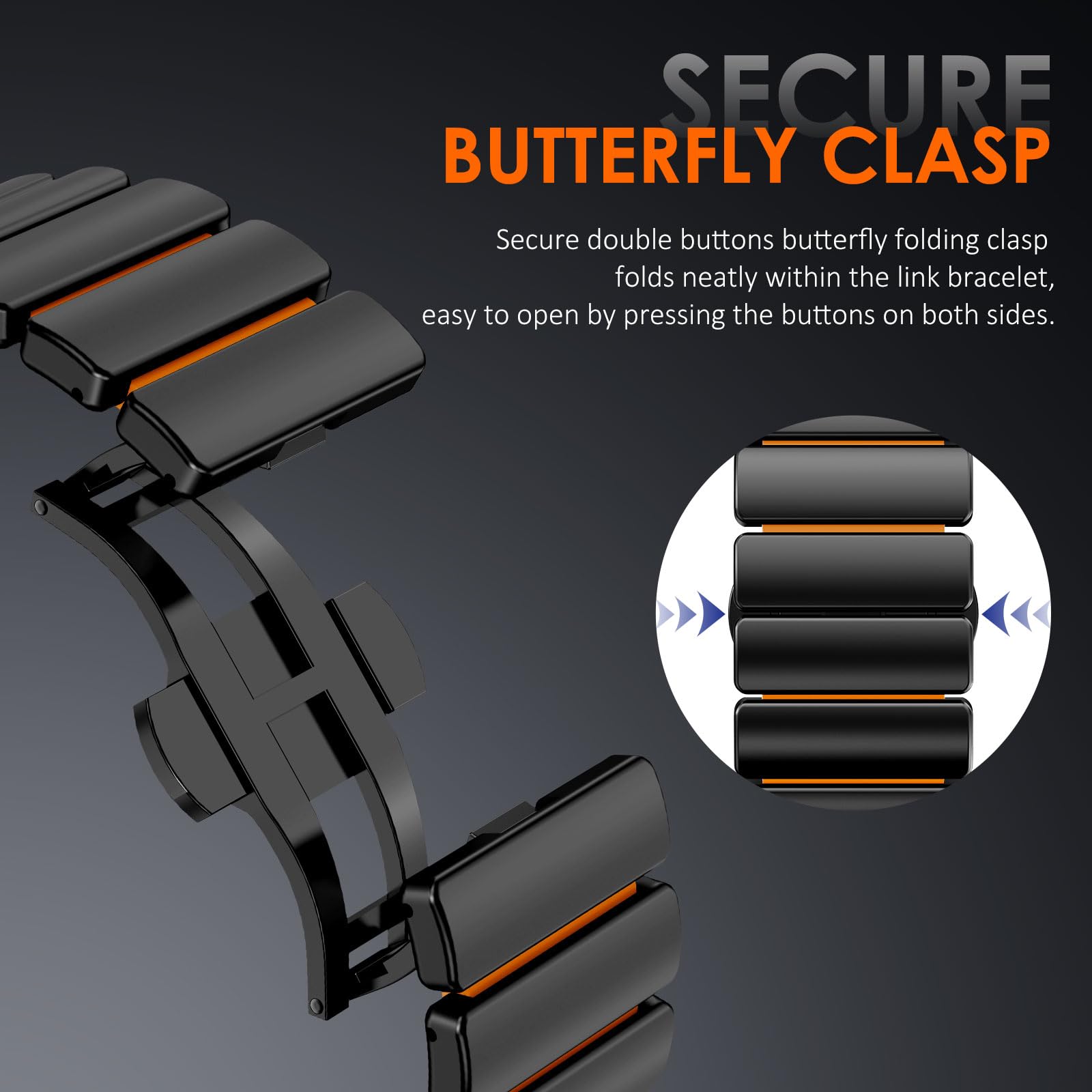 WINGLE Bracelets en acier inoxydable pour Galaxy Watch 9/8/8 Classic Band Samsung Galaxy Watch 9 bandes 44 mm 40 mm 46 mm pour homme bracelet de luxe en acier inoxydable silicone double couche