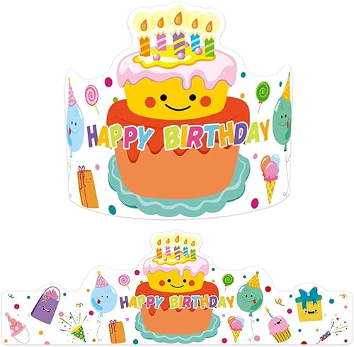 ceiba tree Happy Birthday Crowns Birthday Hats for Kids Teachers Students Classroom Party Favor 30Pcs