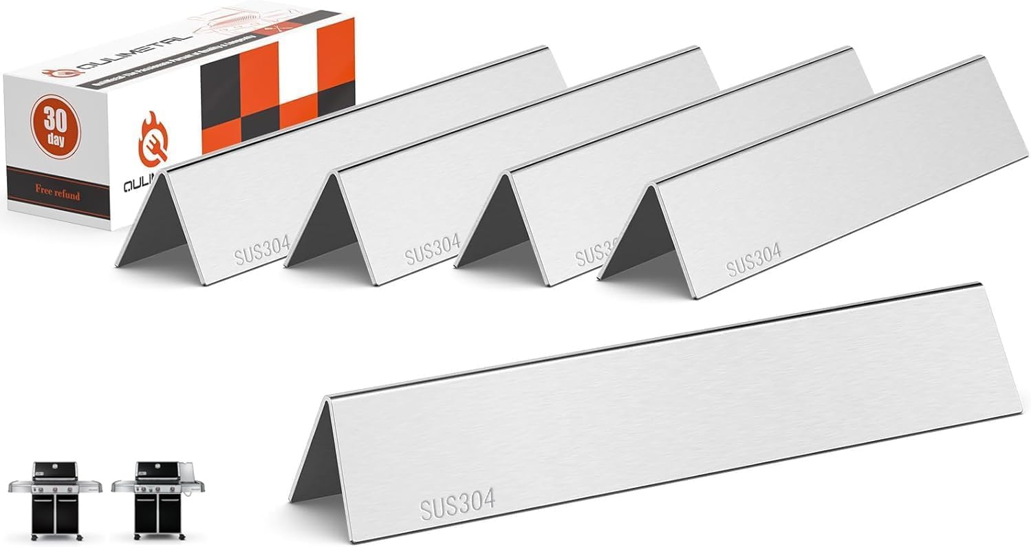 QuliMetal 44,5cm Flavorizer Bars 7620 1,3mm Dicke für Weber Genesis E310 E320 S310 S320, E/S 330 (mit vorderen Brennerknöpfen), aromaschienen Ersatzteile 7621, passt Nicht für Genesis II/LX 310/340