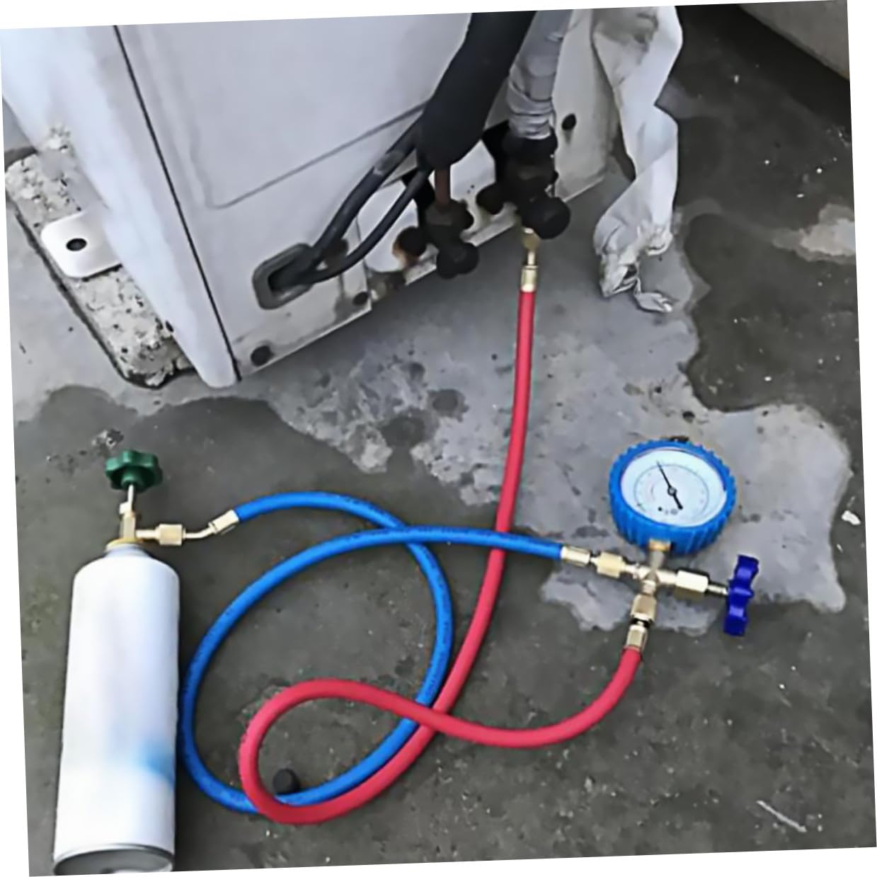 Automotive Manifold Gauge Set with Silicone Hoses Ac Refrigeration Charging and Pressure Testing Tool Kit for Air Conditioning Repair and Cooling System Maintenance