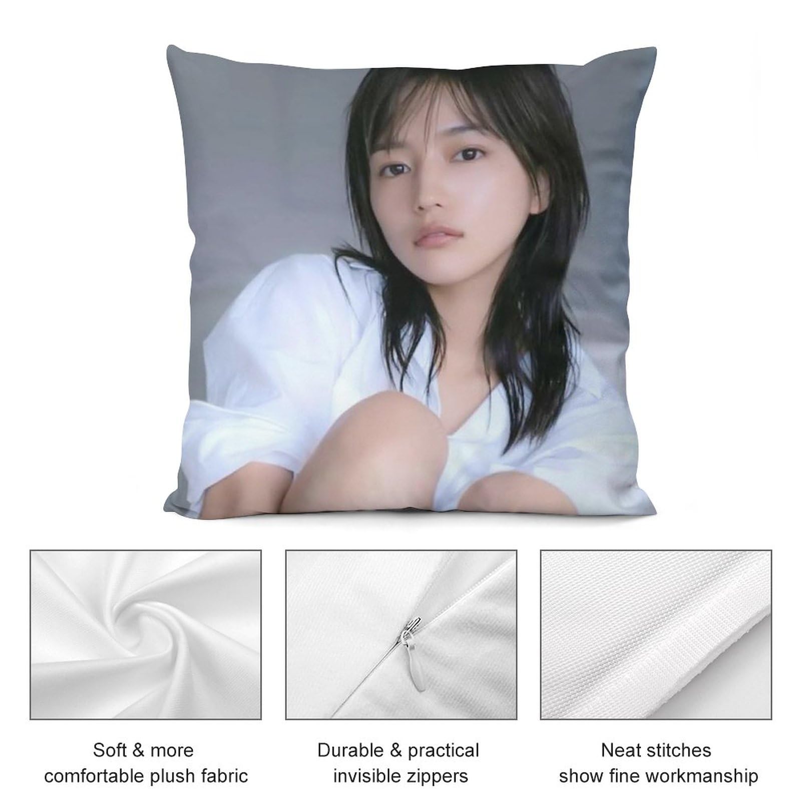 Amazon｜For 川口春奈 枕カバー ク ッションカバー 正方形の枕の袖