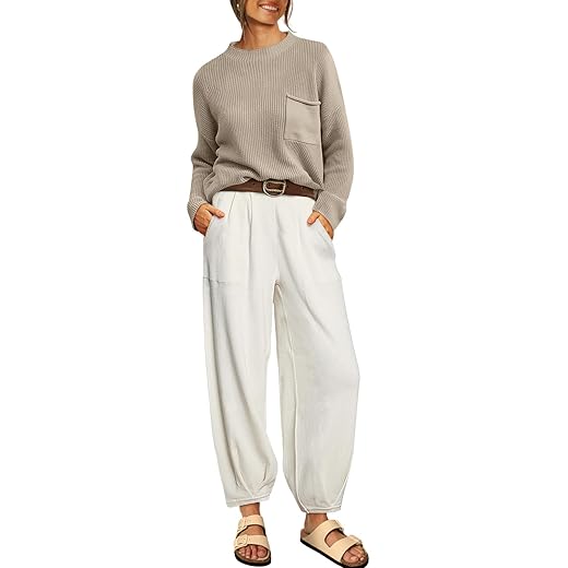 LILLUSORY Womens Fall Fashion Clothes 2023 Winter Clothing 2 Piece Airport Travel Outfits Lounge Loungewear Matching Sets Trendy Casual Two Piece Oversized Pullover Sweater Pants