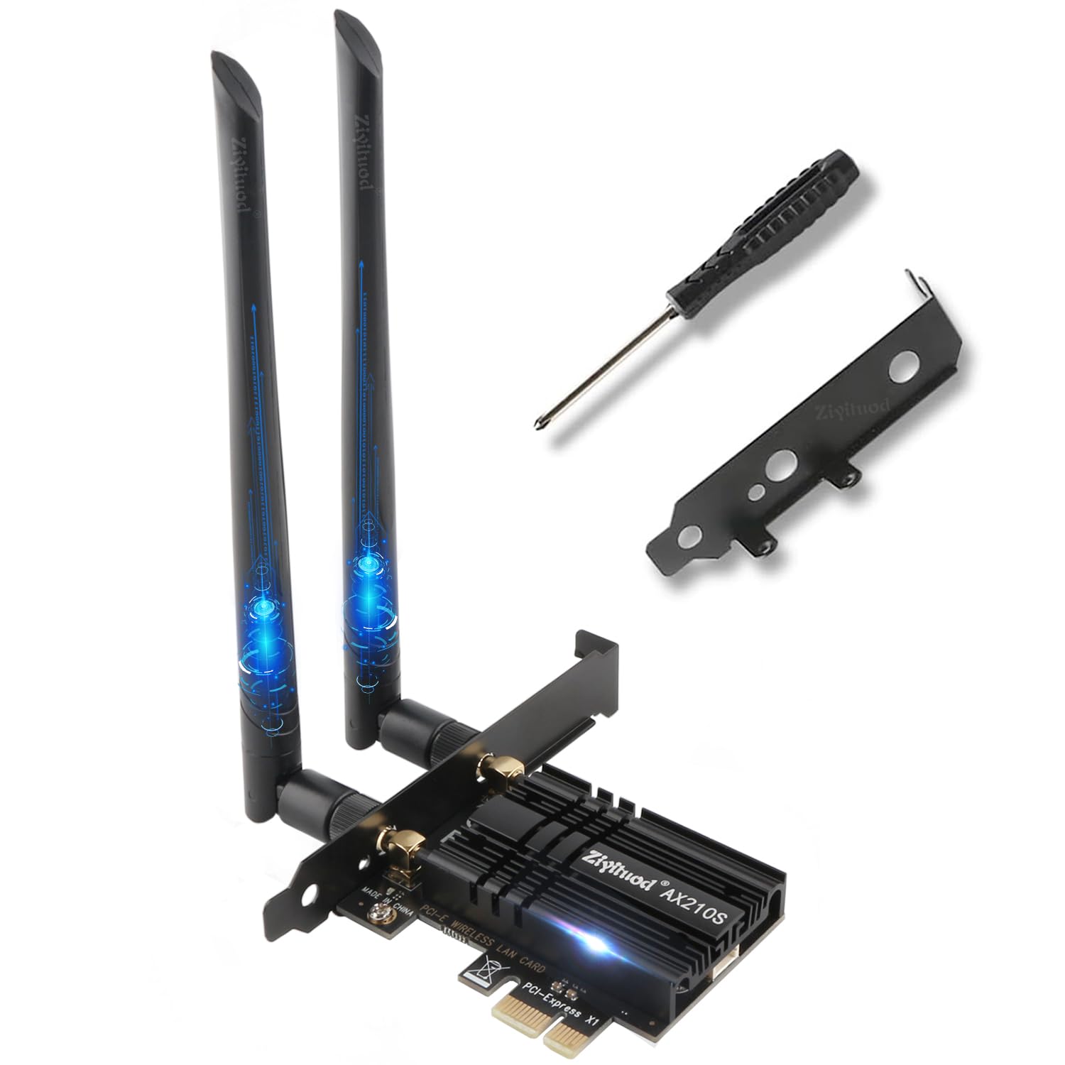 Scheda WiFi 6E Intel AX210 PCIe - 5400Mbps Tri-Banda 6G/5G/2.4G (160MHz), Bluetooth 5.3, PCIe Adattatore Wireless a Bassa Latenza con Bracket Low Profile per Gaming, Solo per Windows 11/10 (64 bit)