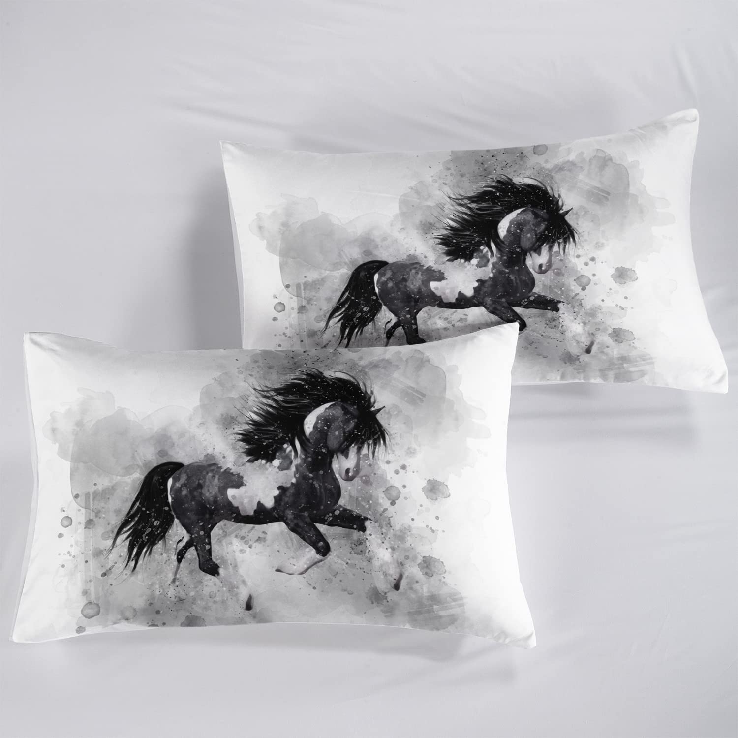 AILONEN Juego de funda de edredón con diseño de caballo, tamaño King, juego de cama de caballo para niños y adolescentes, funda de edredón con temática animal, 1 funda de edredón y 2 fundas de