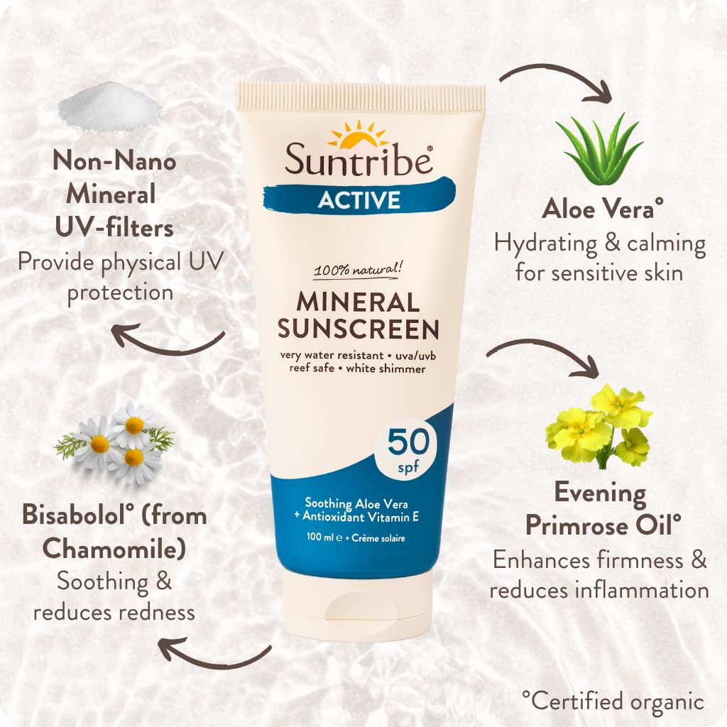 Crème Solaire Bio Minérale Sport FPS 50/100% Naturelle/No-Nano