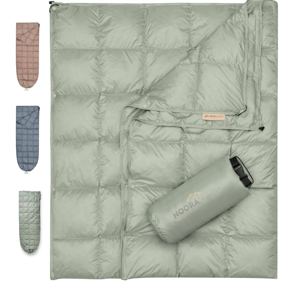 Down Camping Blanket With Footbox - Packable Warm Puffy Ultralight Camp