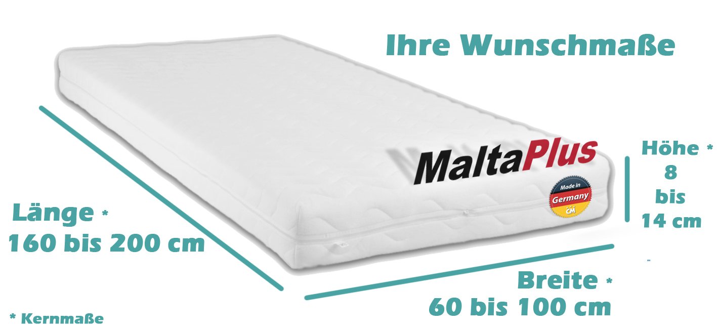 Matratze Sondermaße Malta Plus Matratze variabel individuelle Maße für Ausziehbett, Kinderbett, Camping, Caravan, Sondergrößen