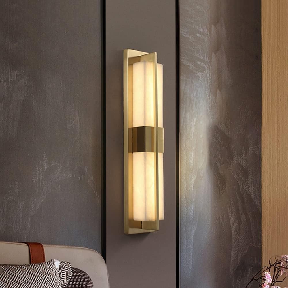 SMCCYYSD Wall Lamp Sconces, Modern Simple Style LED Sconce Fixture Creative Marble Light for Bedside Restaurant Corridor and Stair (Color : Gold, Size 23.5")