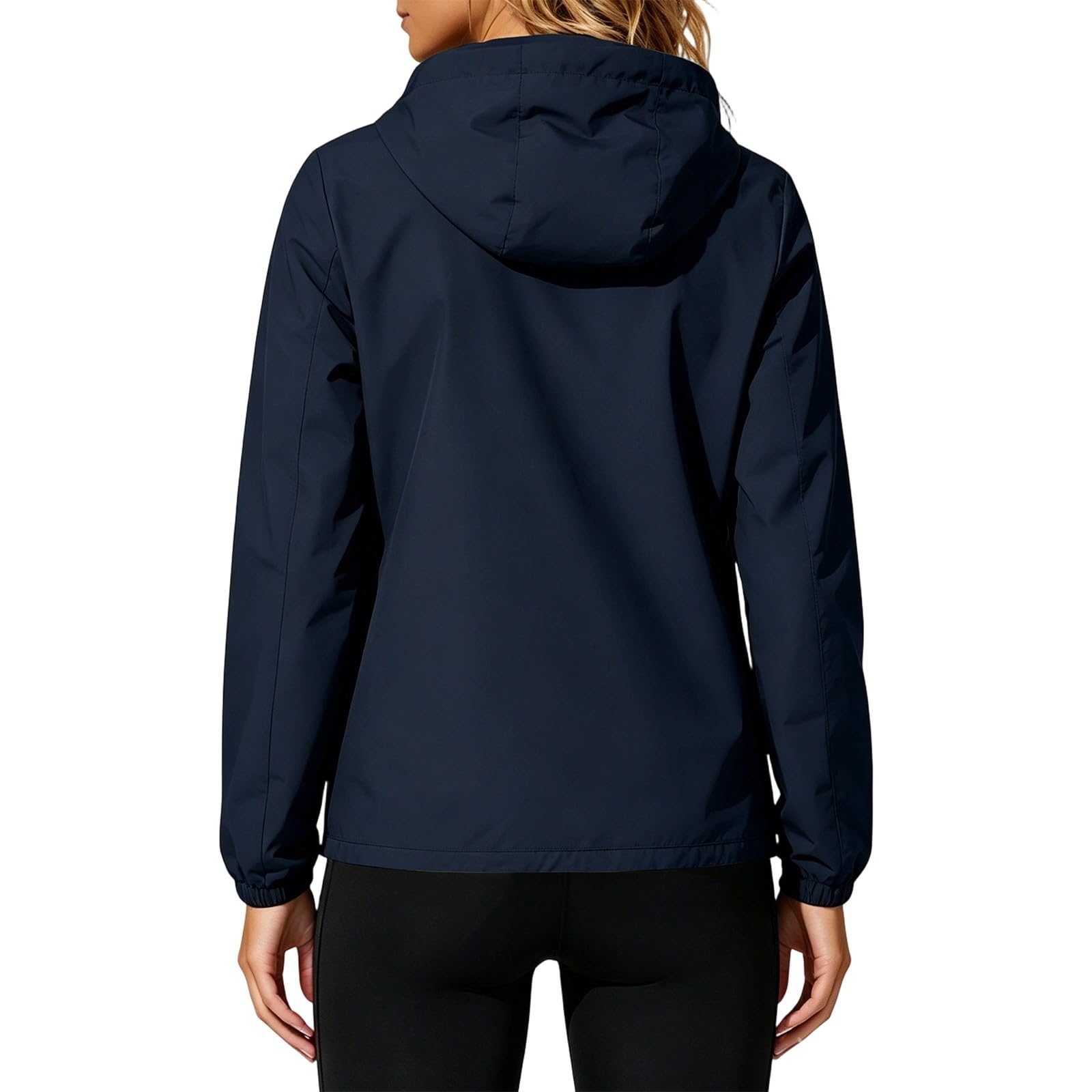 Genérico Impermeable Mujer-Chaqueta Cortavientos Con Capucha Y Cremallera Ideal Para Exteriores