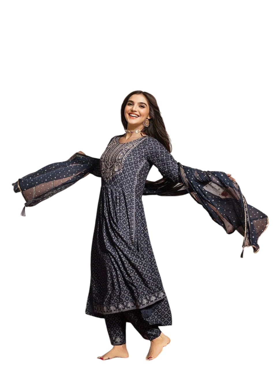 Ishin Women Ethnic Motifs Printed Kurta & Trousers With Dupatta