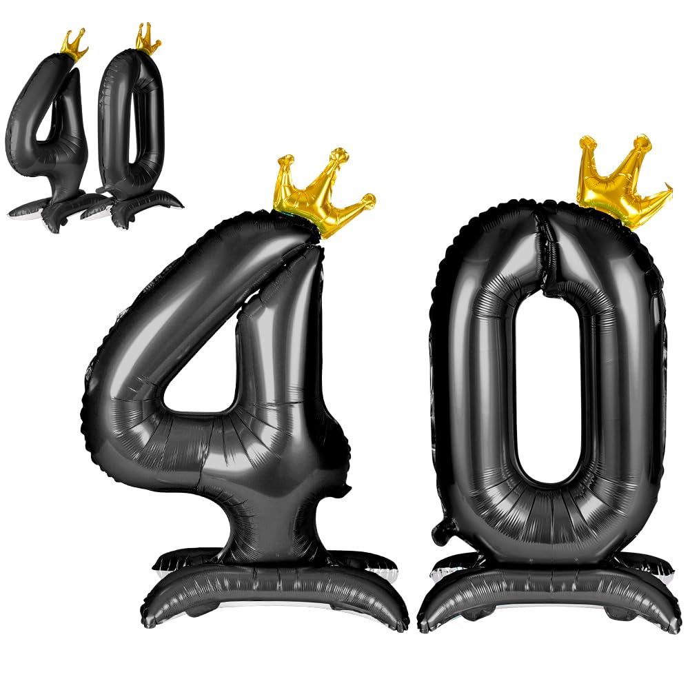 APXEL Black Standing Crown Number 40 Balloons, 42'' Foil 4 & 0 Balloon