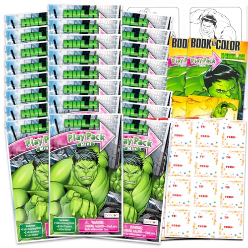 Hulk - Set di 24 mini libri da colorare per San Valentino, biglietti di San Valentino, adesivi per San Valentino, bomboniere per San Valentino