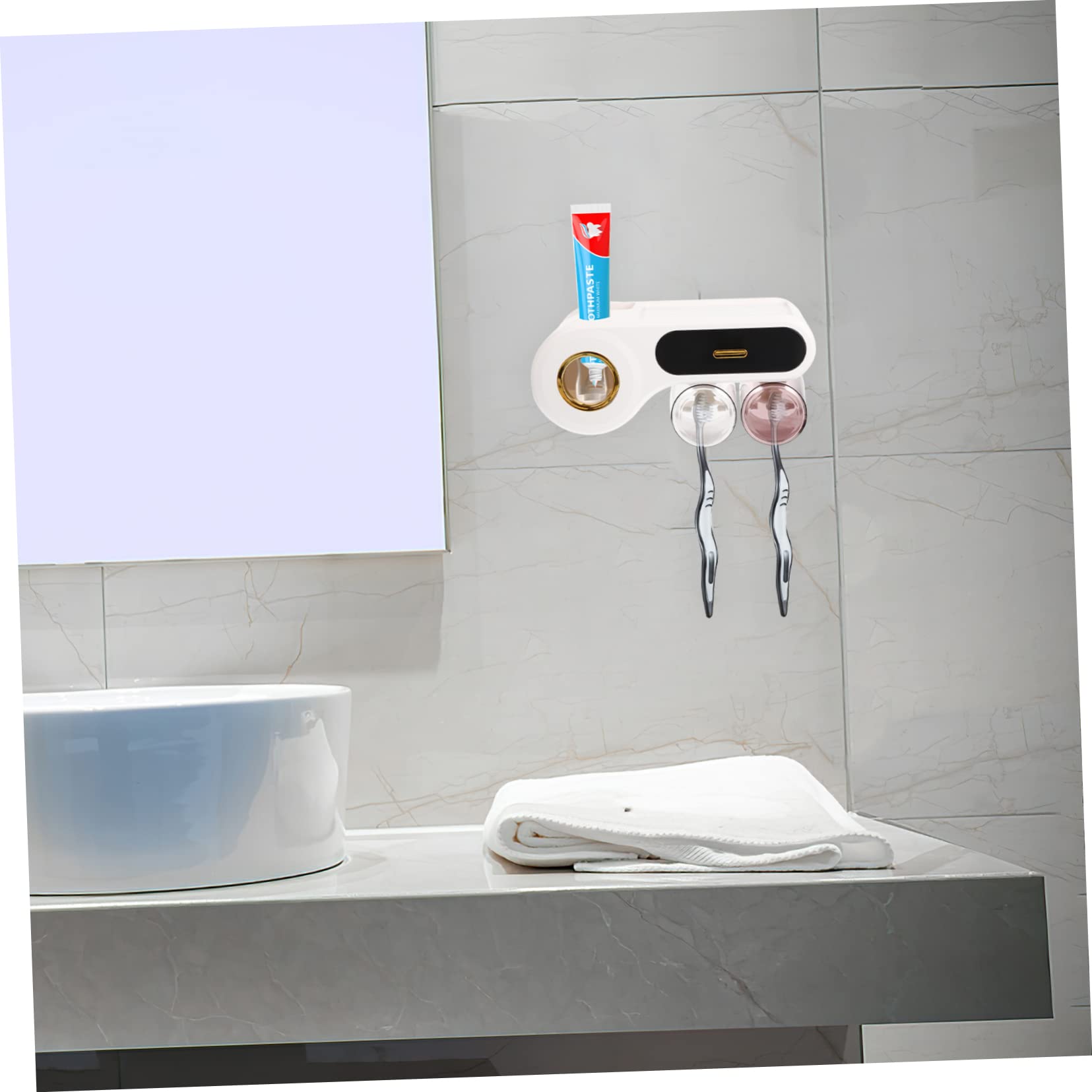 Estante de Pared para Cepillos de Dientes y Accesorios de Baño en Plástico Negro, Diseño Simple y Funcional para Almacenamiento Organizado Baño