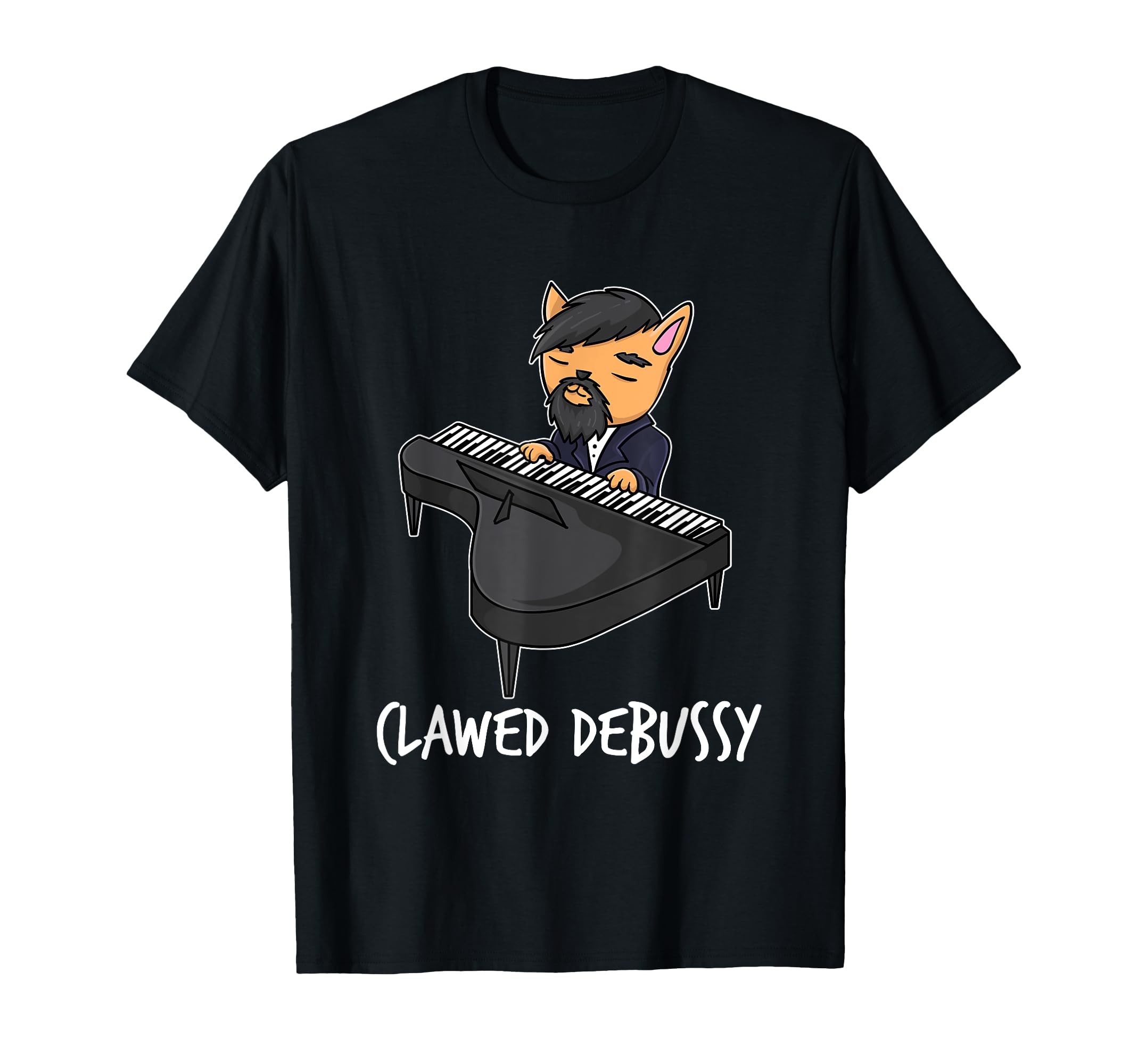 Clawed Debussy - Cat Playing Piano - Cute Cat Pun T-Shirt
