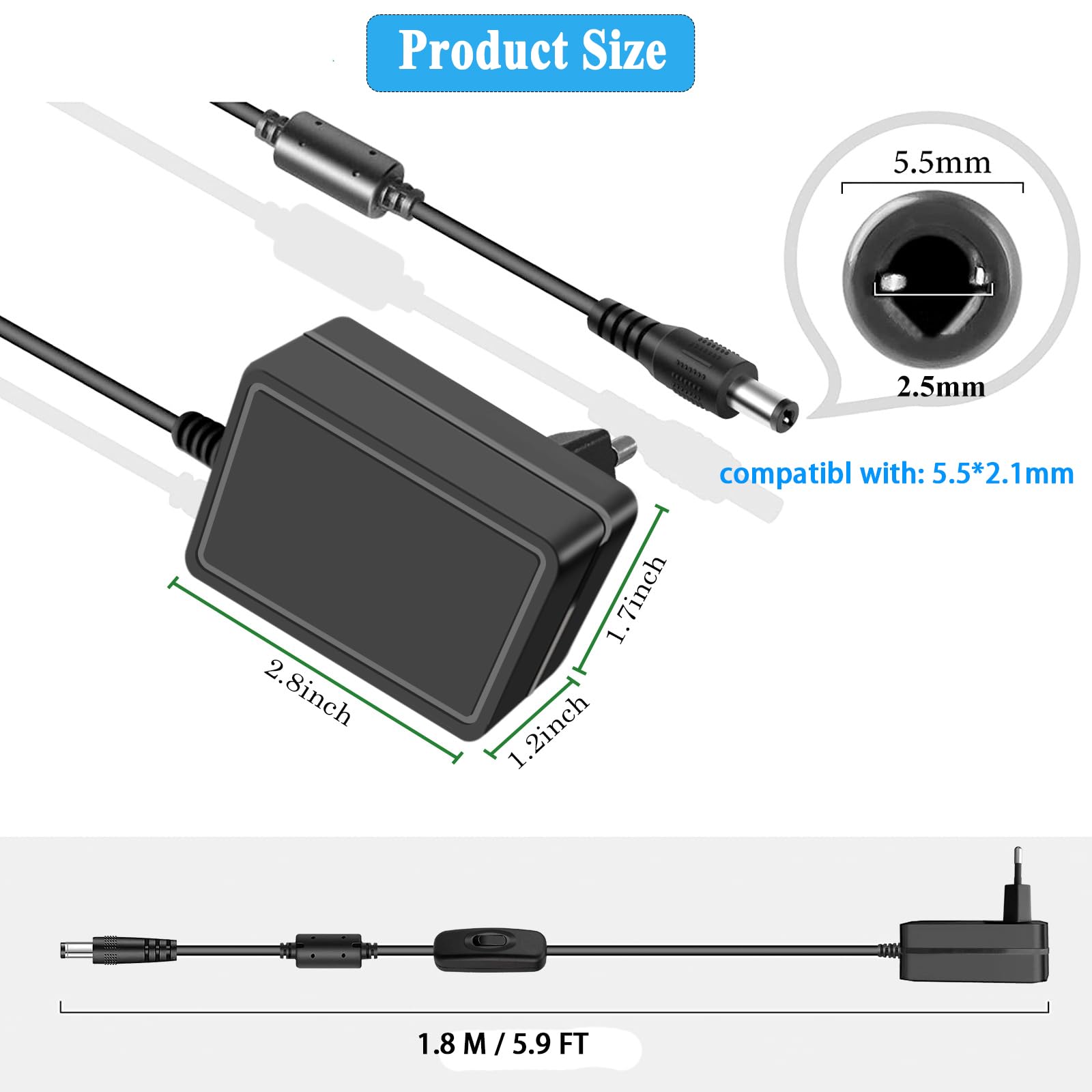 Adaptateur d'alimentation 12V pour Clavier Yamaha, Câble d'alimentation CA/CC 100-240V pour 12V 2A PA-130a PA-130b PA-150b P45 PA-3b PA-3c PA-5d PSR-210 PSR-78 P125 E373 Piano électronique.