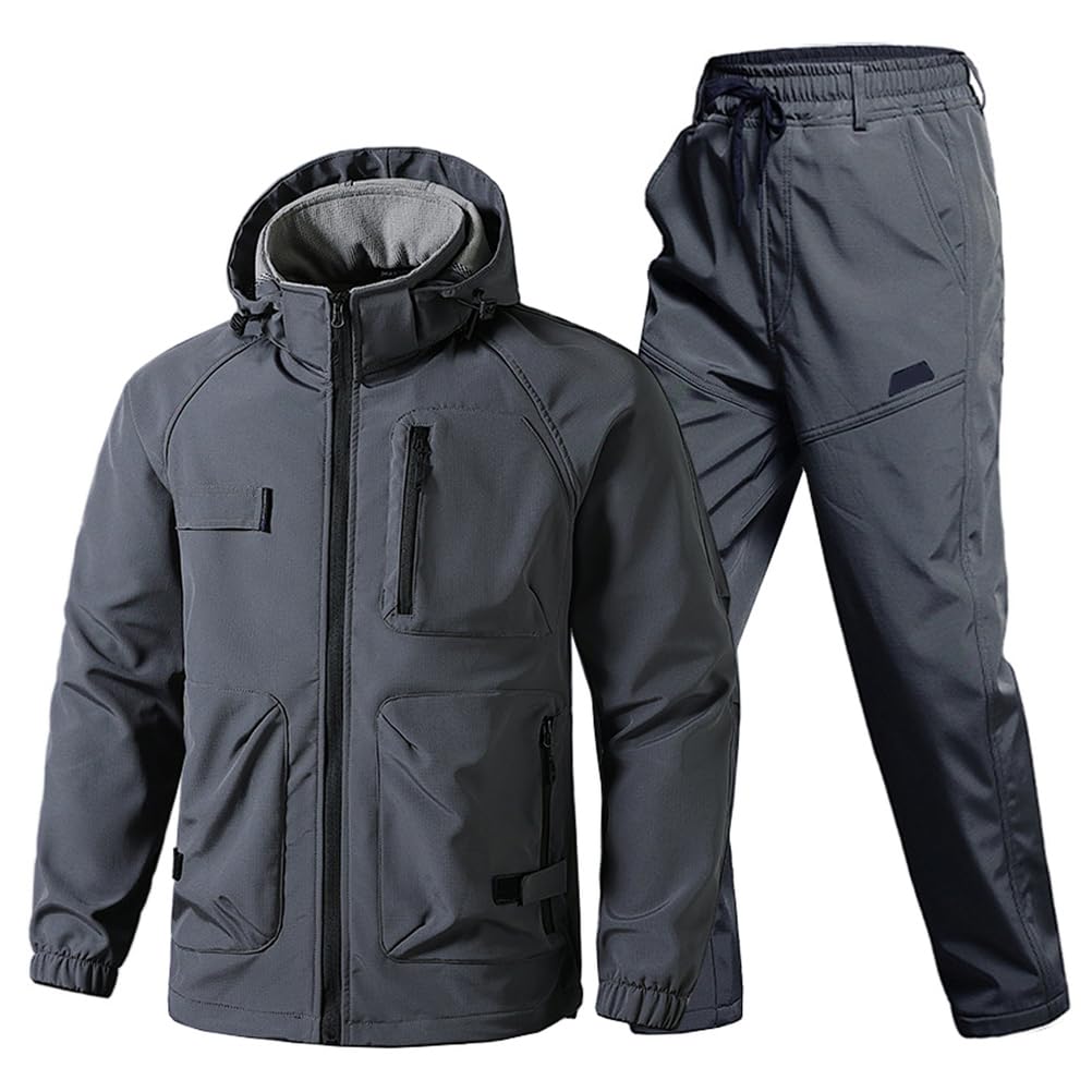 Traje Táctico De Forro Polar Softshell para Hombre, Chaqueta De Caza Térmica Impermeable Pantalón Cargo