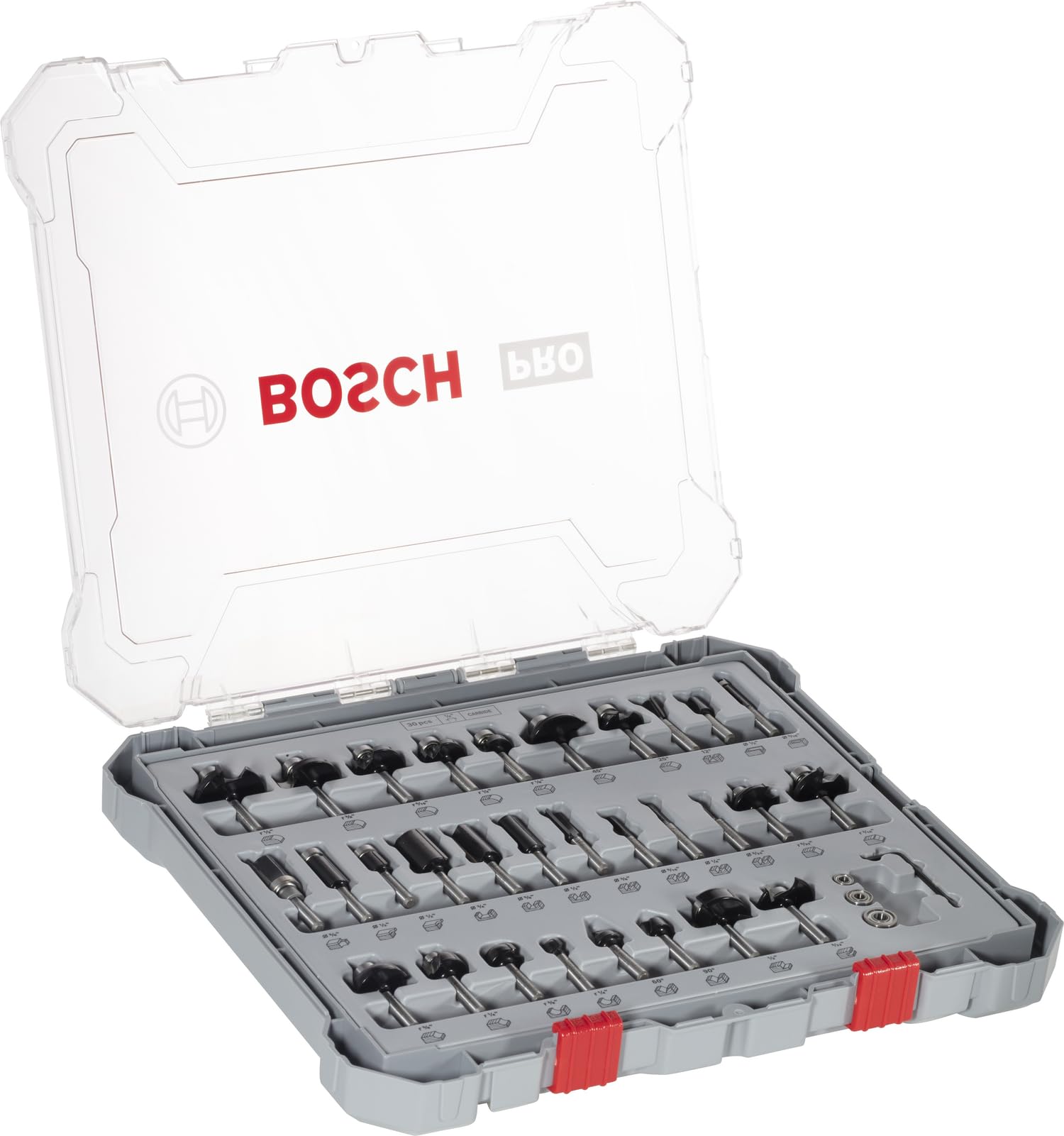 Bosch Professional 2607017476 30tlg. Set di frese (per legno, per frese verticali con gambo da 1/​4"
