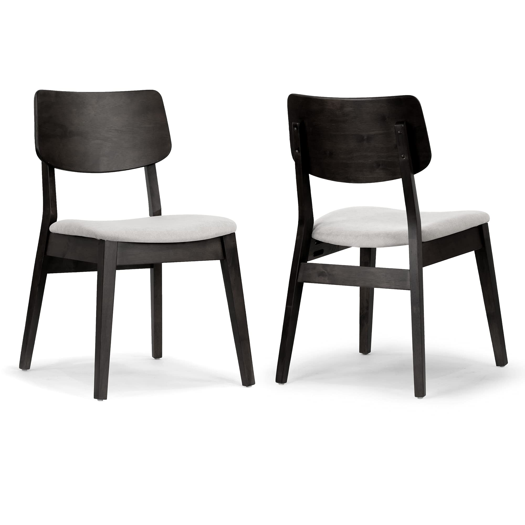 Set of 2 Astin Black Wood Chair with Light Gray Fabric Seat