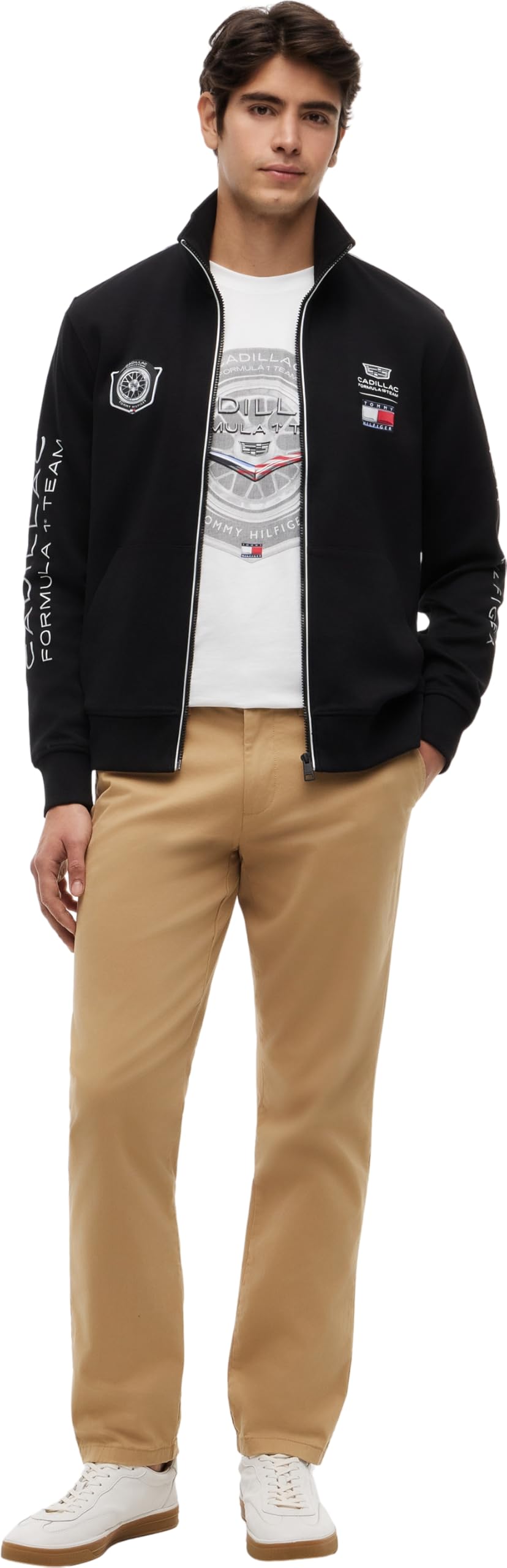 Tommy Hilfiger Unisexe Sweatshirt avec Fermeture Éclair TH X Cadillac F1 Racing Track Top Col Droit