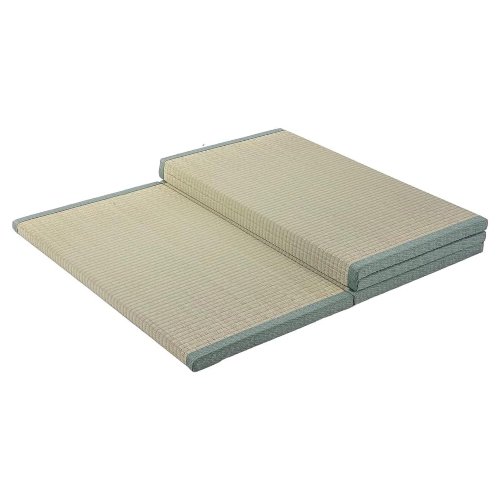 Tatami Matelas Japonais Naturel Jonc Herbe (Non Teint) | Tapis de Sol 1 Personne, 3.5cm épais, 4 Pliable Futon avec Support Antidérapant pour Dormir Méditation Yoga Zen Relaxation