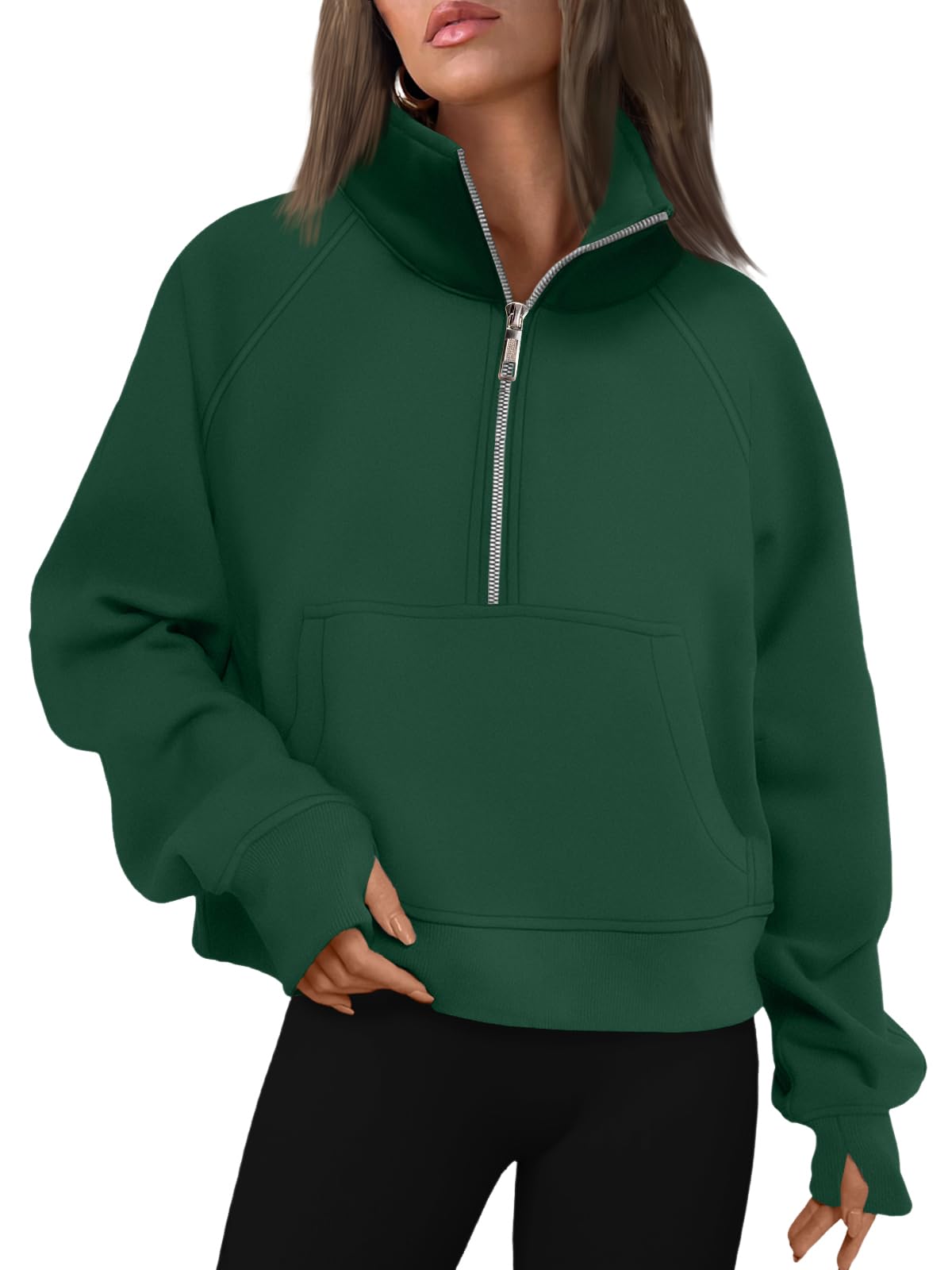 AUTOMET Womens Sweatshirts Half Zip Fleece Pullover Fall Outfits | Fall Fashion Clothes 2026,Cropped Hoodies,Cute Y2k Tops,Quarter Zipper Sweater,Winter Loungwear Outfits