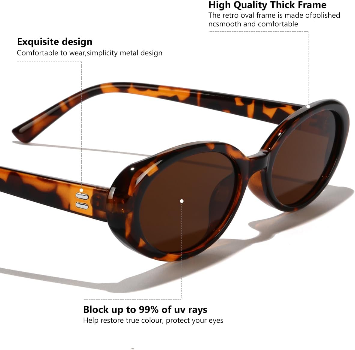 Oval Sunglasses for Women Men Fashion Small 90s Style Sun Glasses UV400 - Image 5