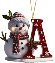 Personalized Acrylic Letter Snowman Christmas Ornaments - 26 Alphabet Tree Decorations, Prepare for Family Friends Teacher (1, A)