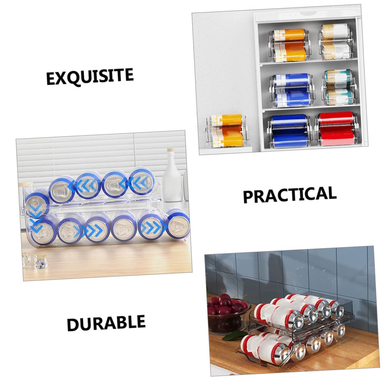 Mobestech Organizador Las Diseño Bebidas de Plástico de Doble para de Capa Soporte Que Conserva Nevera para Latas en Apartamentos y RVs