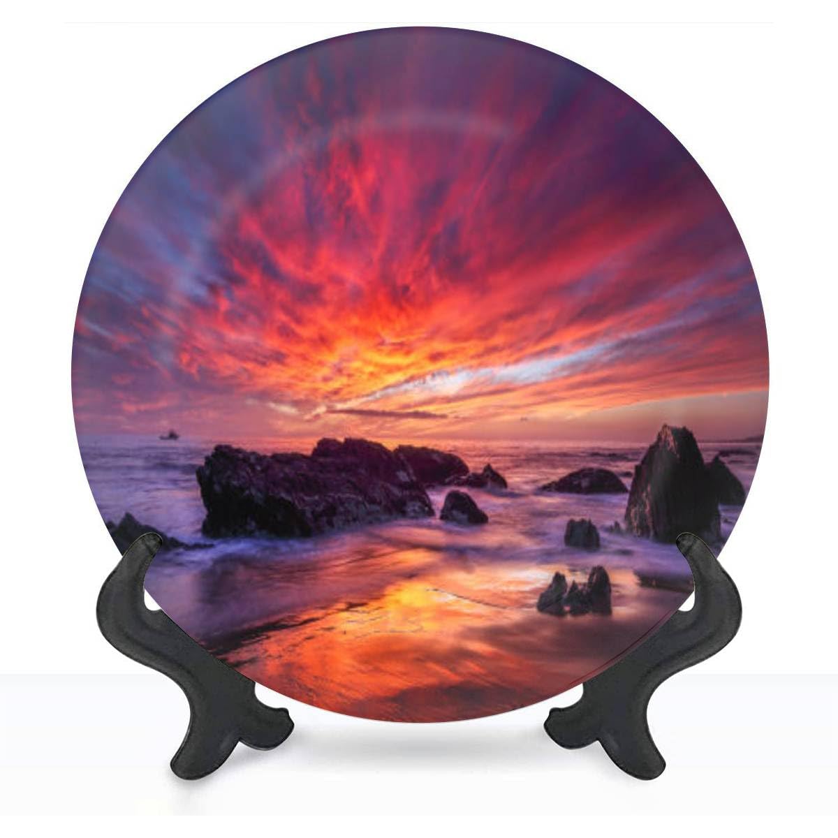 Decorative Plates for Display 10" Crystal Cove State Park Ceramic Ornament with Display Stand and Hook Up for Wall Decor Hanging Festival Wedding Gift