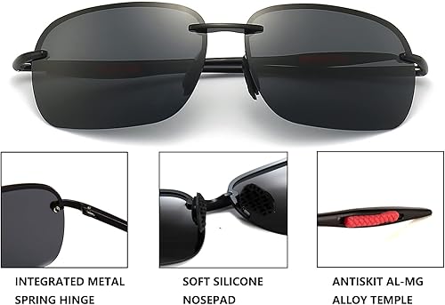 Miniatura 7 de FONHCOO Gafas de sol deportivas polarizadas con protección UV para hombres y mujeres, marco sin montura para ciclismo, pesca, conducción