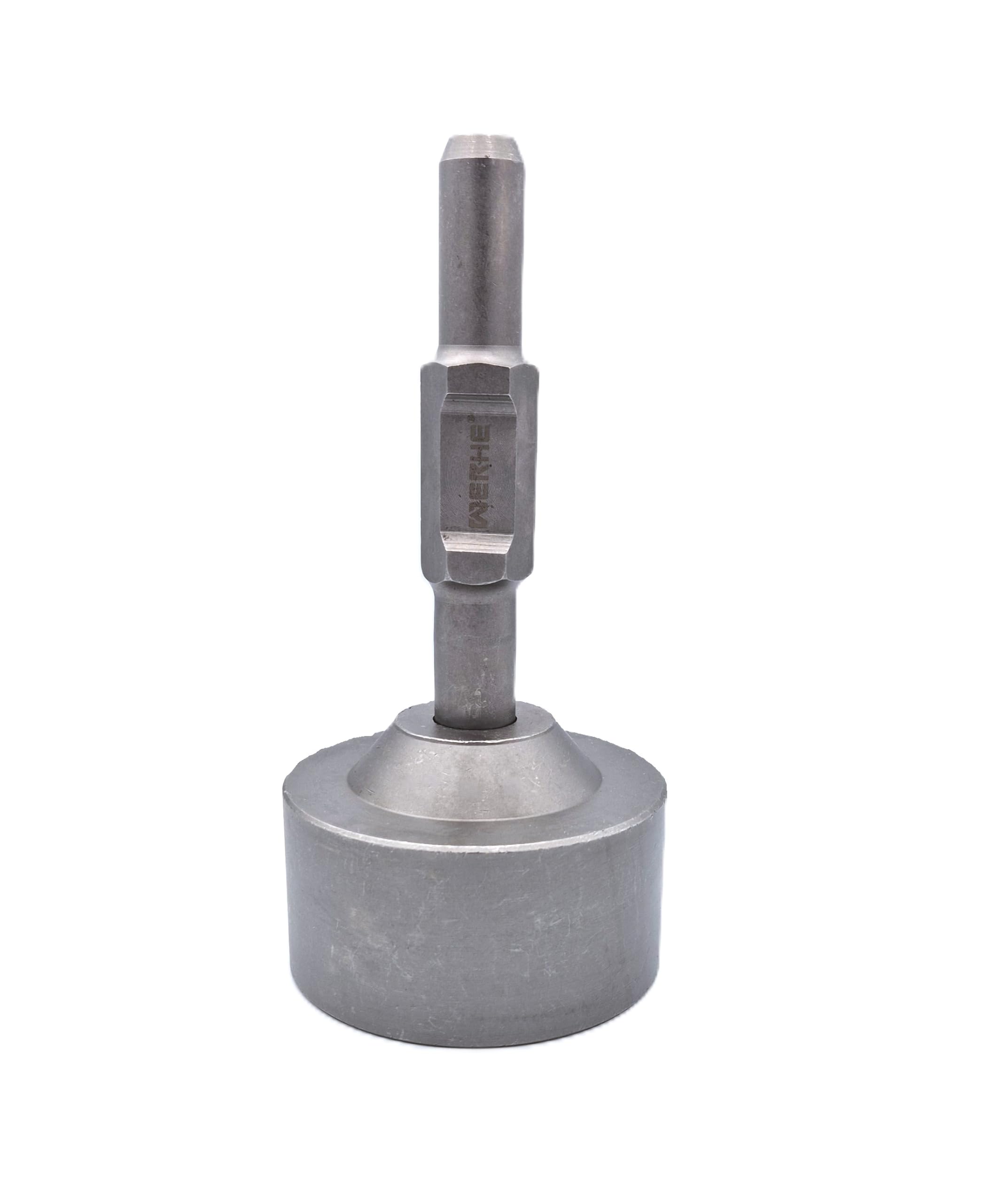 WERHE Hincapostes HEX30, Ø 105 mm | acero inoxidable, inserción para martillos demoledores, dimensiones 120 x 250 mm, para postes, tubos y varillas perfiladas