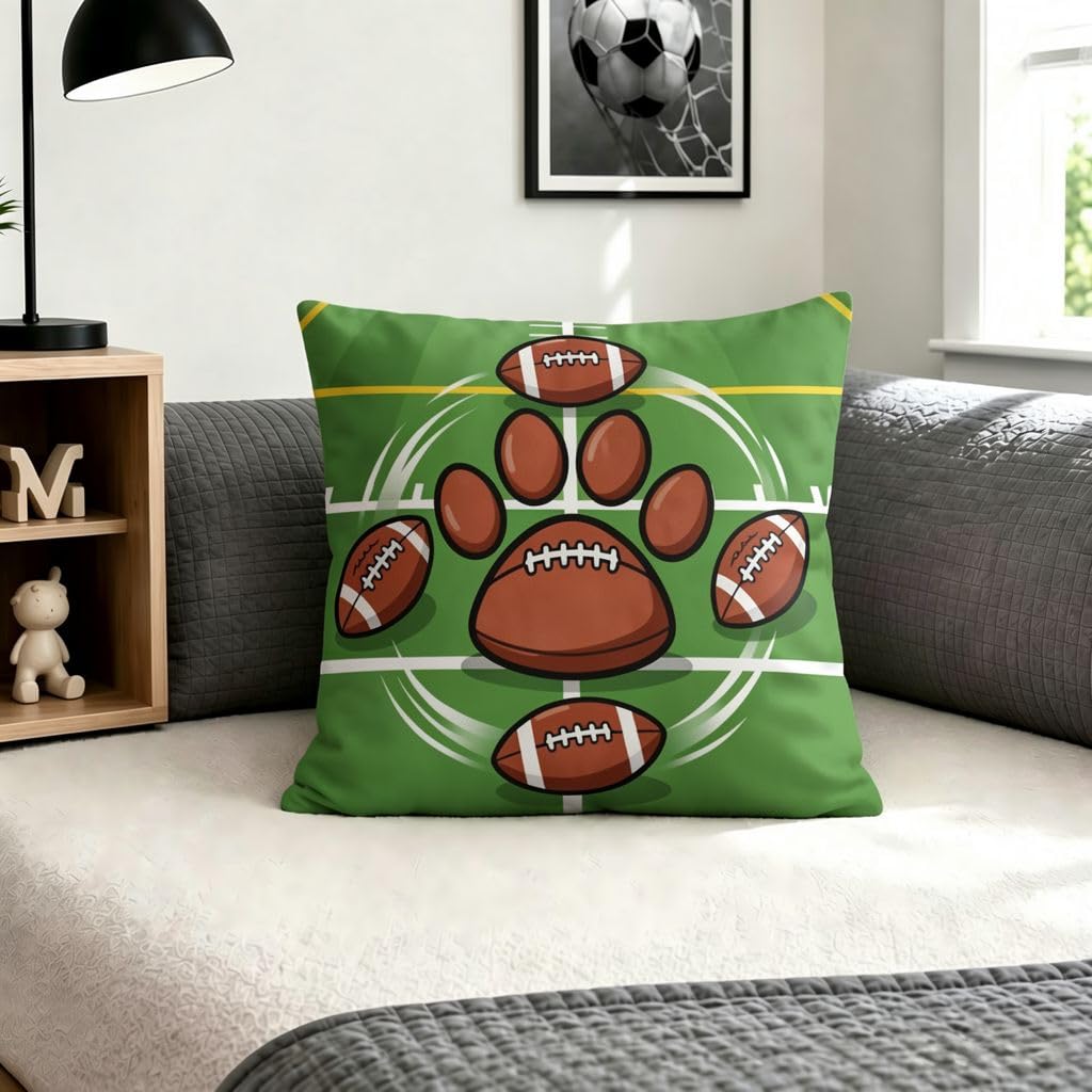Green Football Field PawBoho Pillow Covers -16x16