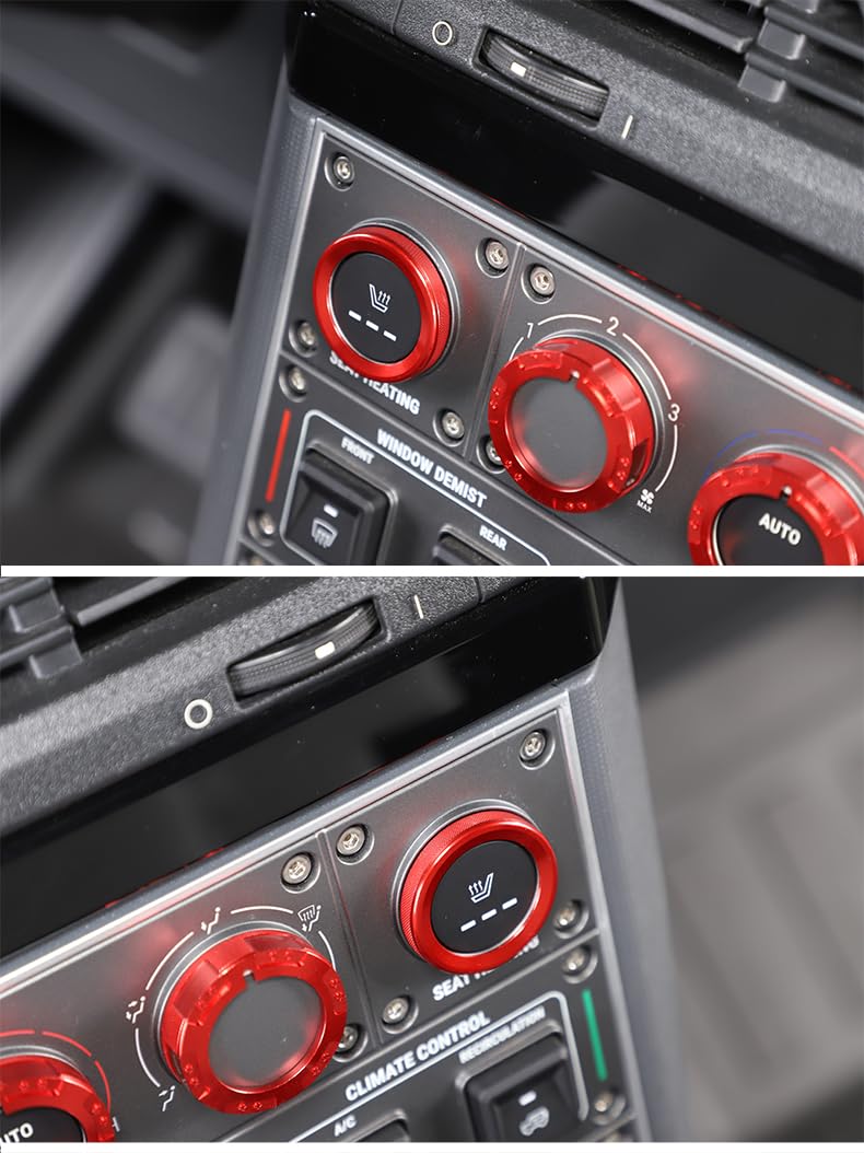 PIUGILH Klimaanlage Lautstärkeregler Ring Knopf Abdeckung Geeignet für INEOS Grenadier 2020-2024,Klimaanlage Knopfabdeckung,Auto Interieur Innendekoration Zubehör (Rot)