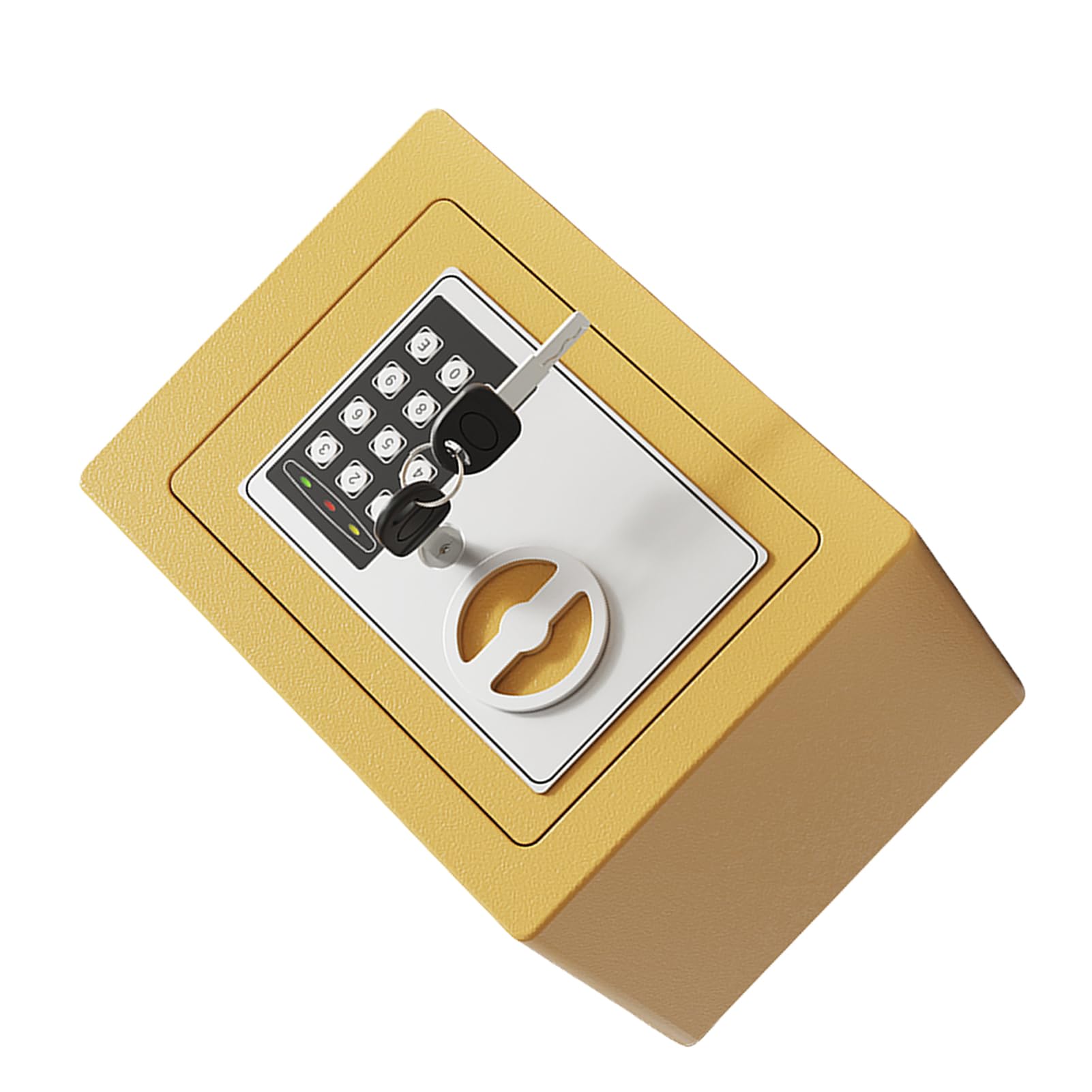 Mini Caja Fuerte de Metal Ignífuga, Cajas Fuertes para el Hogar, Caja Impermeable Ignífuga, con Teclado y 2 Llaves de Repuesto, Seguridad Digital para Dinero, Joyas, Documentos de (champán