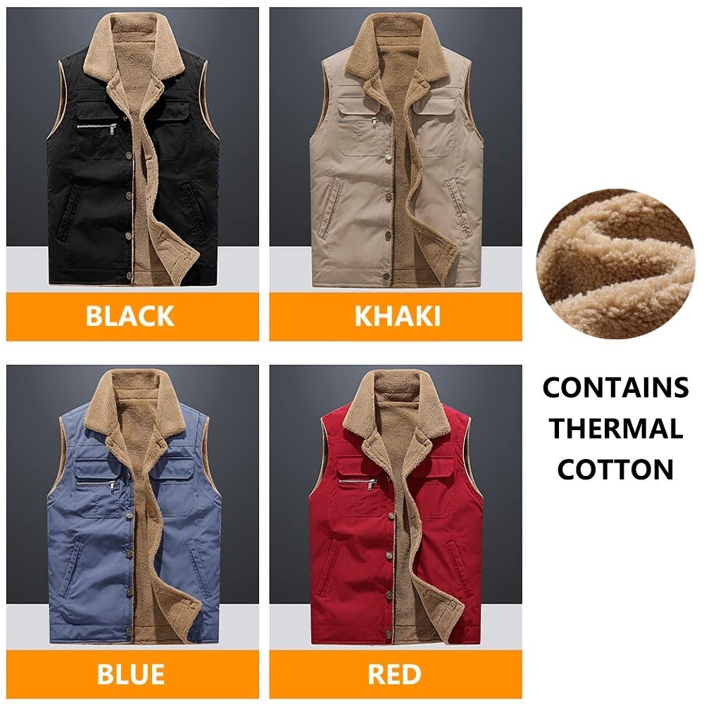 Amazon.co.jp: コットンベストメンズ冬ノースリーブフリースベスト緩い