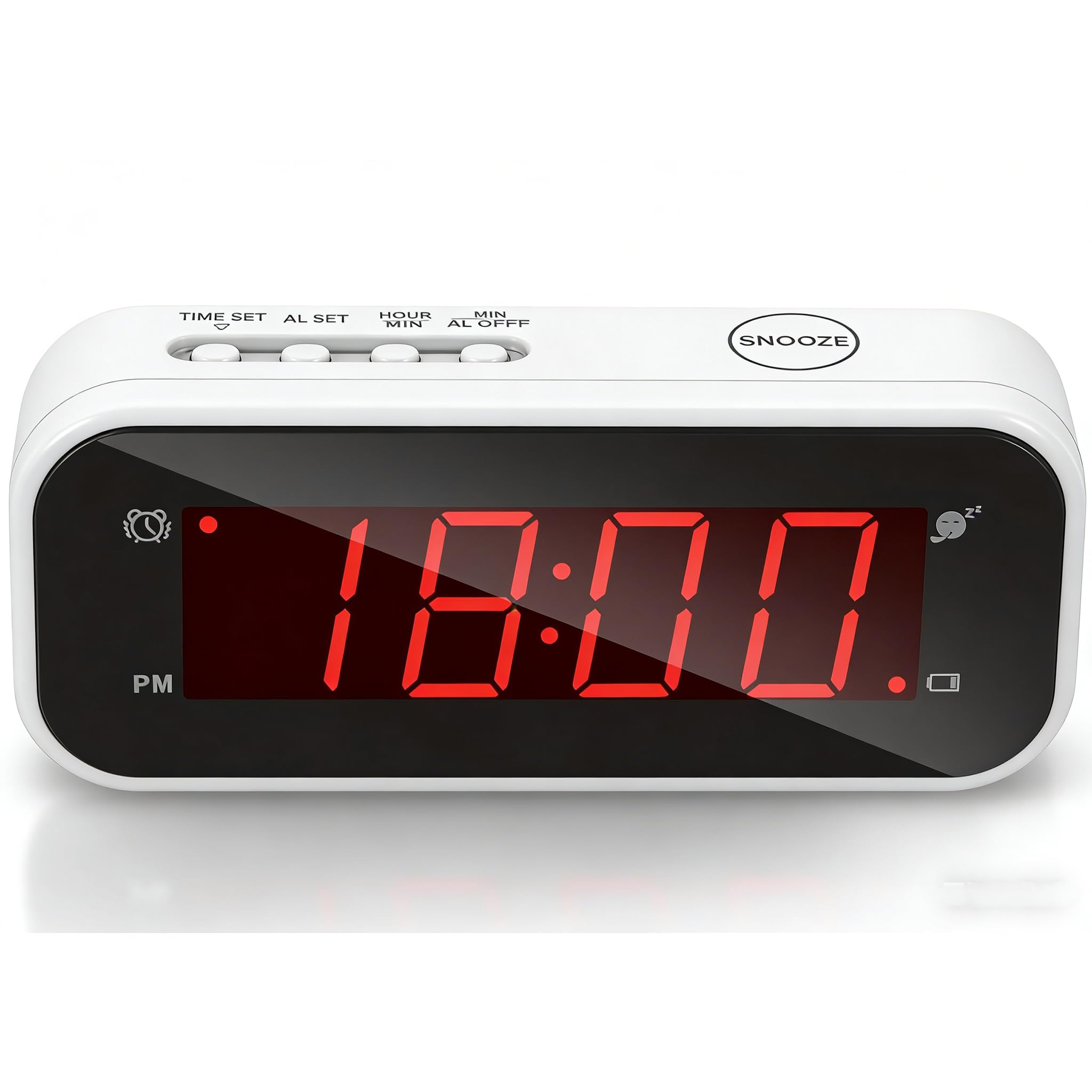 Timegyro White Small Digital Alarm Clock Battery Operated, Cordless, Travel Alarm Clock, Brightness Adjustable, 12/24Hr