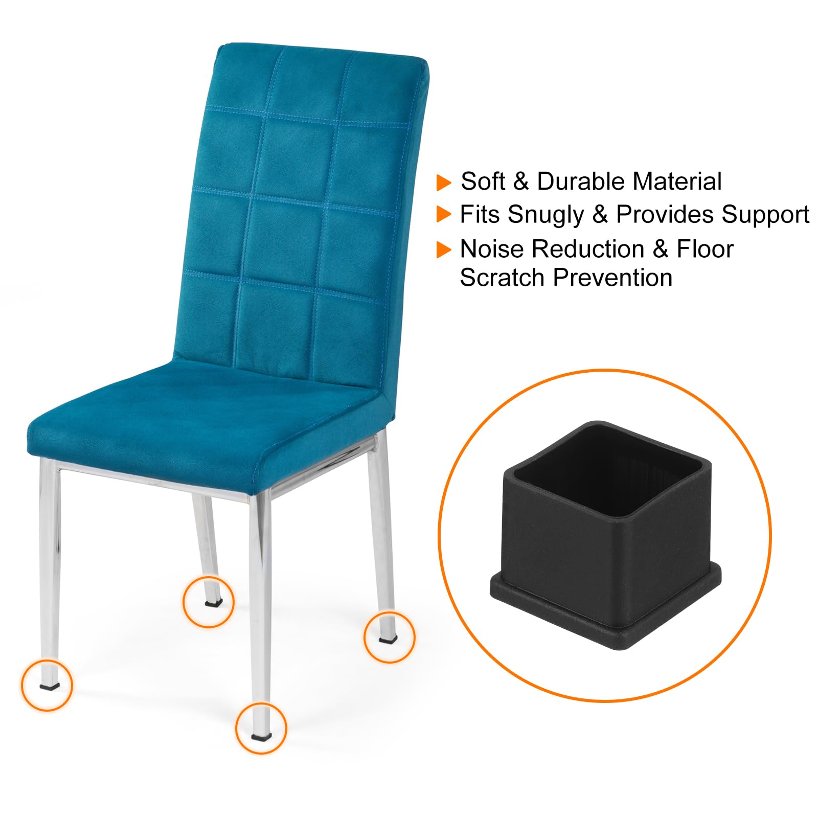 QUARKZMAN 26pz Tappi Quadrati per Gambe Sedie PVC, 32mm x 32mm OD Coperture per Piedi di Mobili Neri Pads per Piedi Tavolo Protezioni per Pavimenti Tavolo Giardino Armadio Letto Mobili