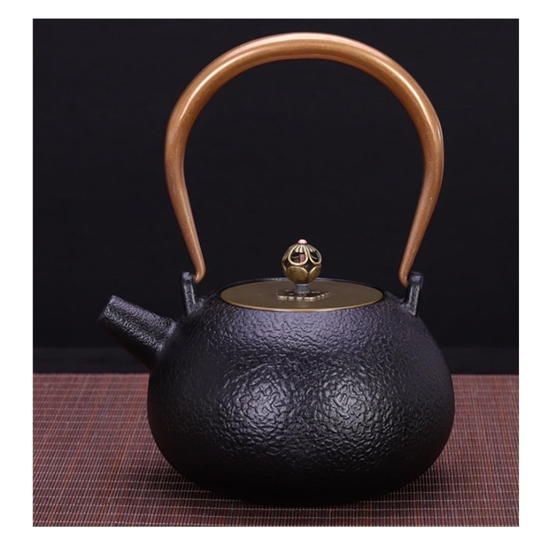 Tetera de hierro fundido, tetera de hierro fundido, tetera japonesa, tetera china de hierro fundido, gran capacidad, 40 oz - 1200 ml, tetera de hierro fundido apta for estufa, tetera de hierro fundido
