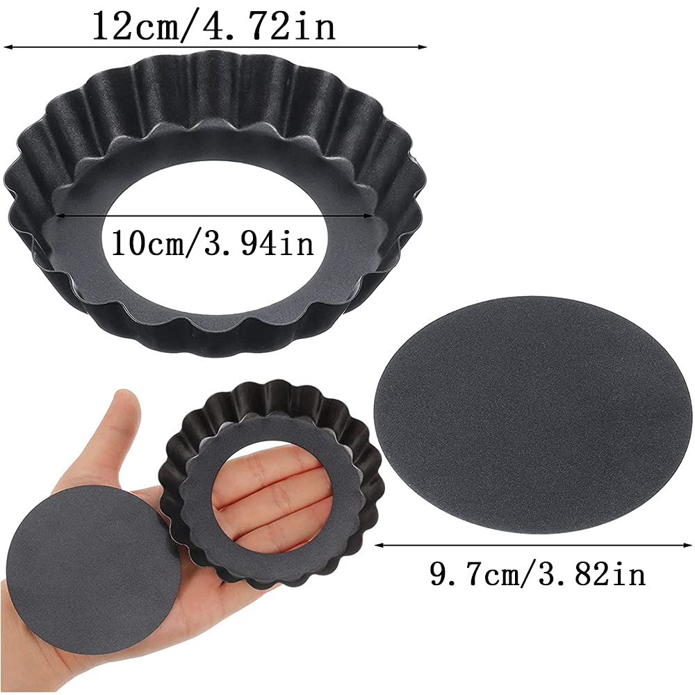 4 Pezzi Stampo Crostate, Antiaderente Teglia Crostata, Teglia Crostata, Teglia per Quiche Tartellette, Crostate al Cioccolato, Torte, Prodotti da Forno in Cucina Casalinga (12 cm / 4,72 Pollici)