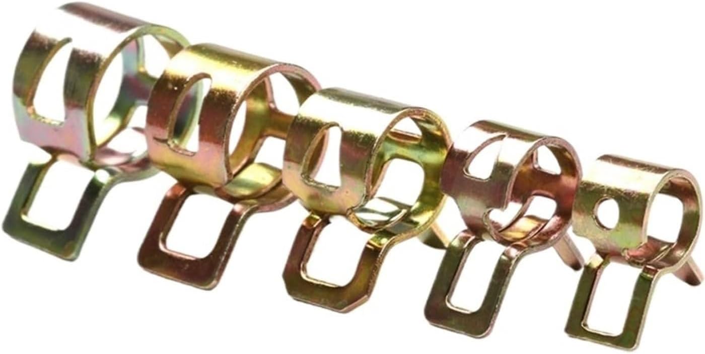 100pcs Spring Hose Clamps 6-17/22mm - Zinc Plated Clip for Fuel Line, Water Pipe & Gas Tube - Durable Fasteners for Plumbing(6-17mm)